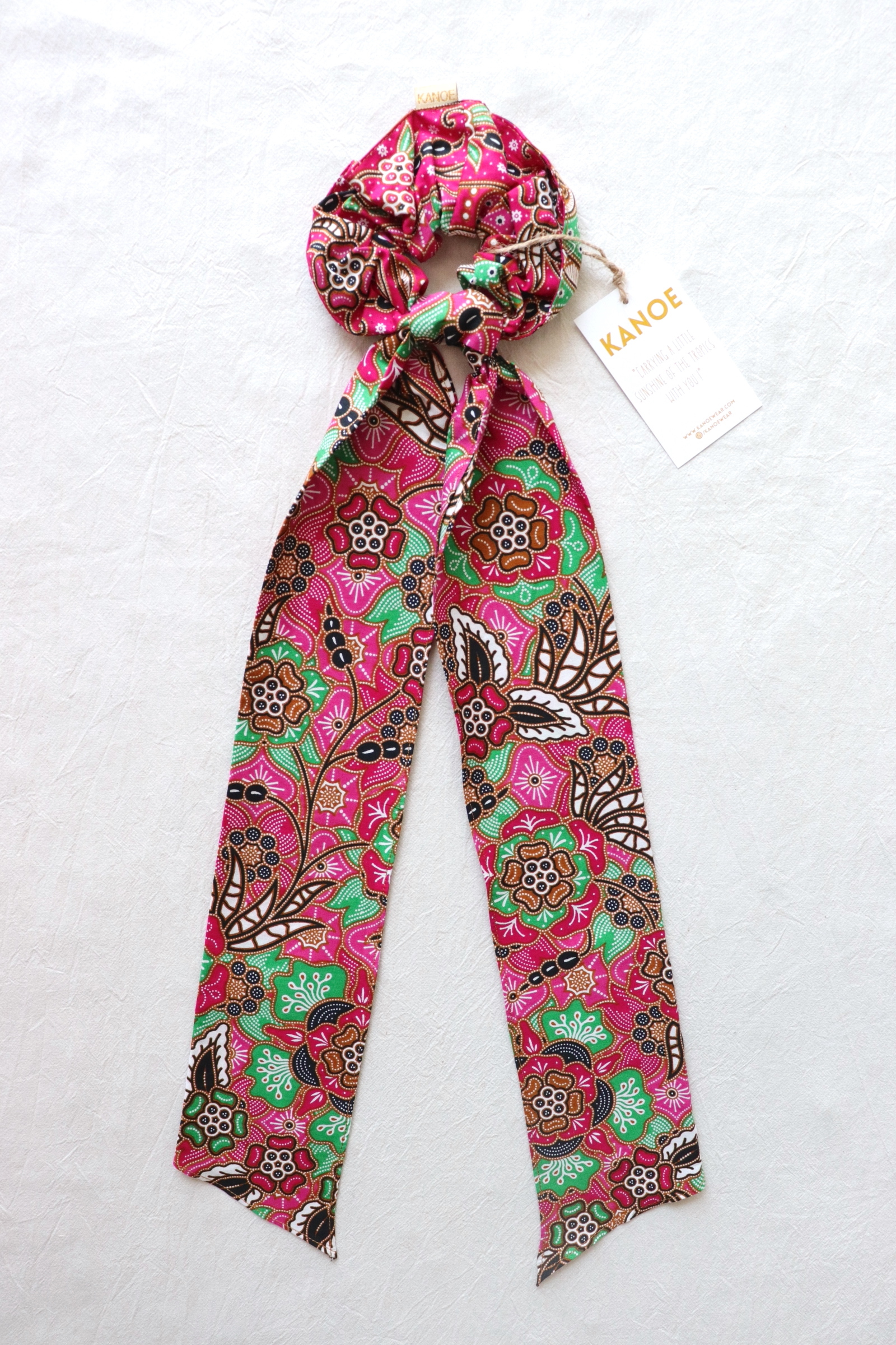 Maxi Batik Scrunchie w/ Ribbon - Candy Blush