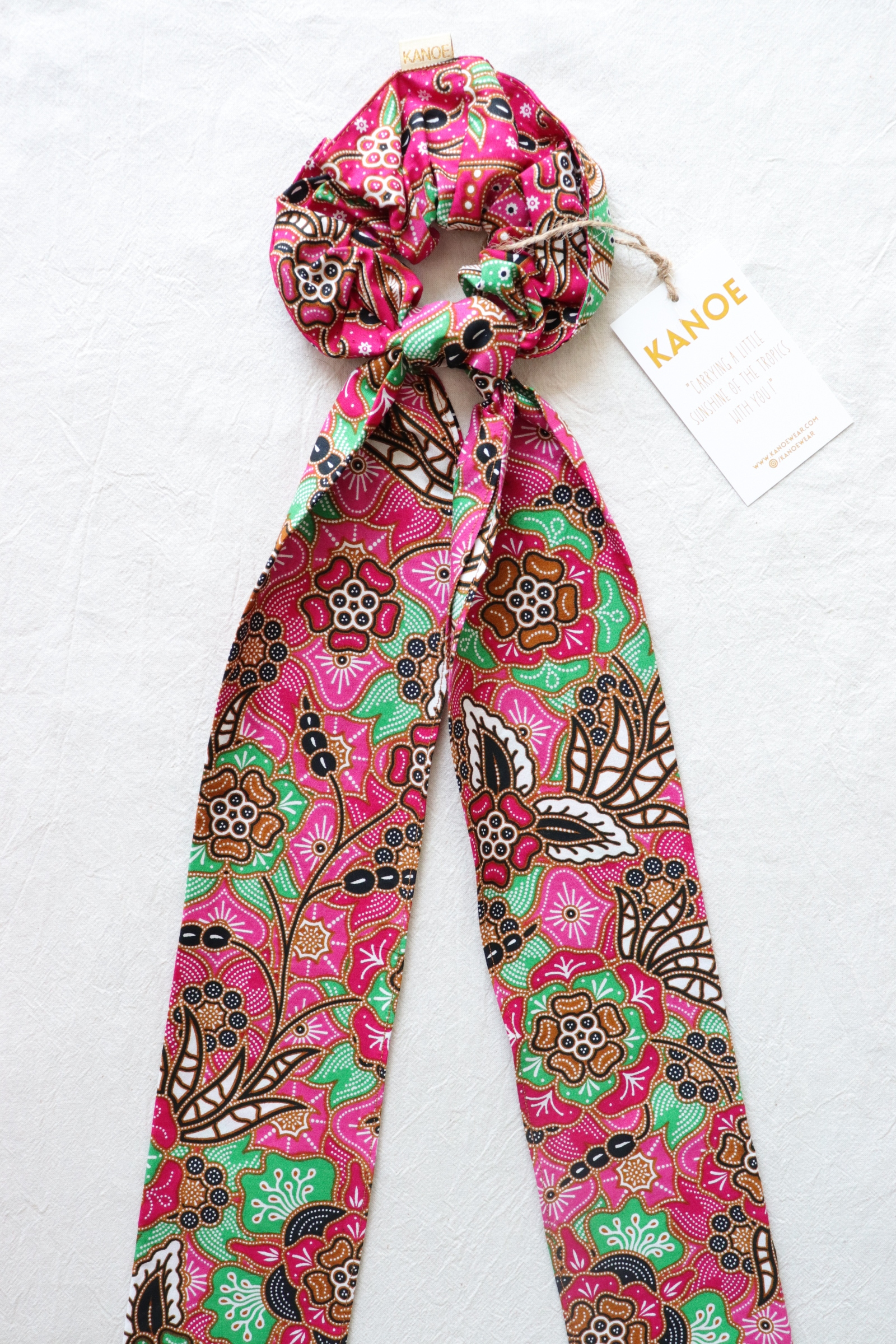 Maxi Batik Scrunchie w/ Ribbon - Candy Blush