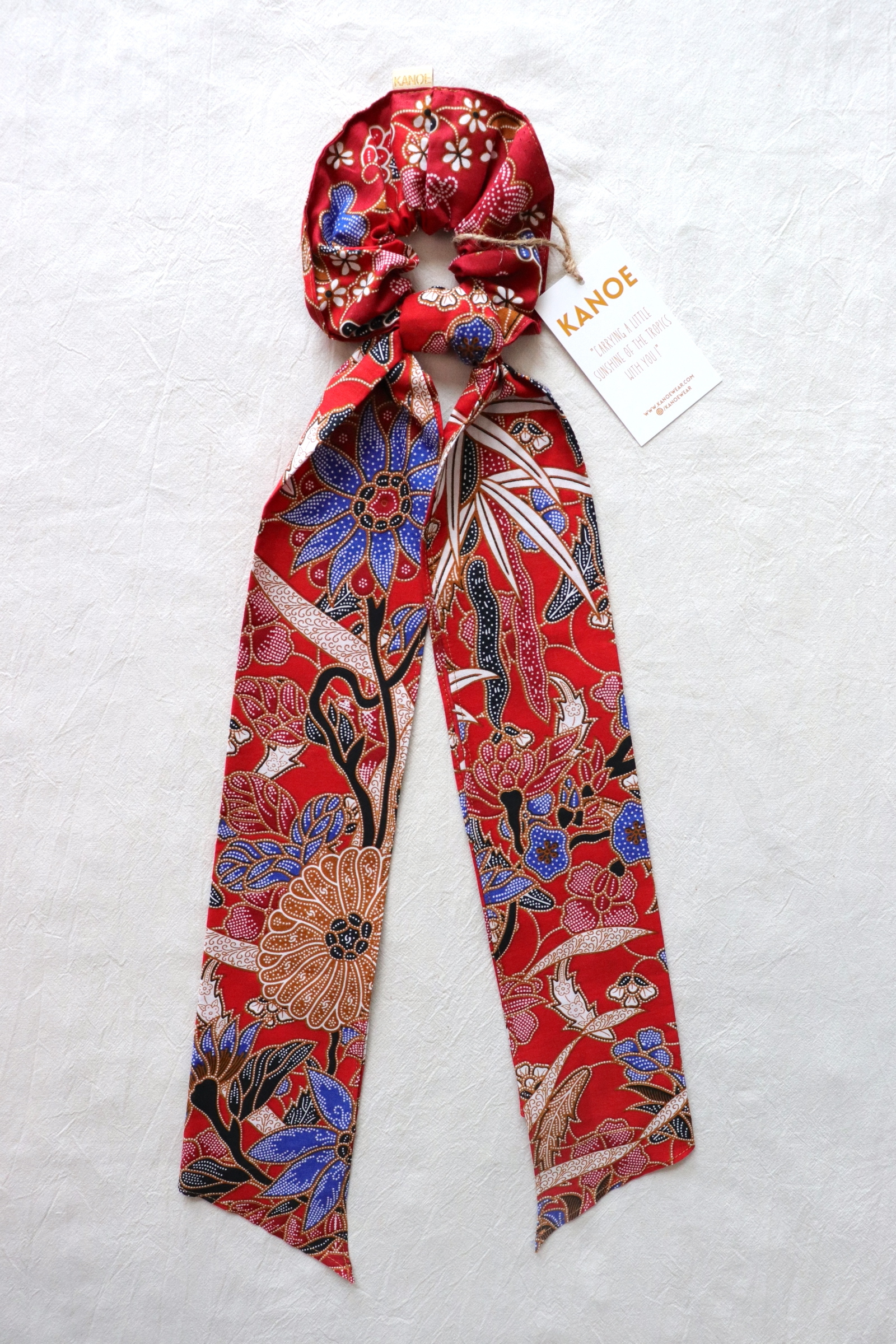 Maxi Batik Scrunchie w/ Ribbon - Ruby Berry