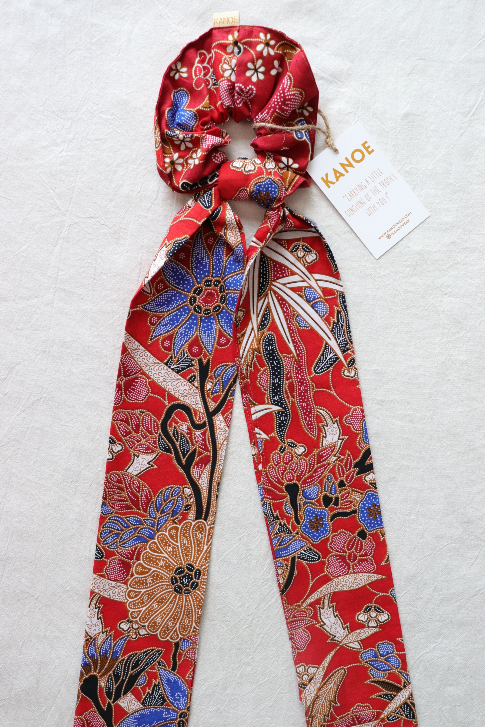 Maxi Batik Scrunchie w/ Ribbon - Ruby Berry