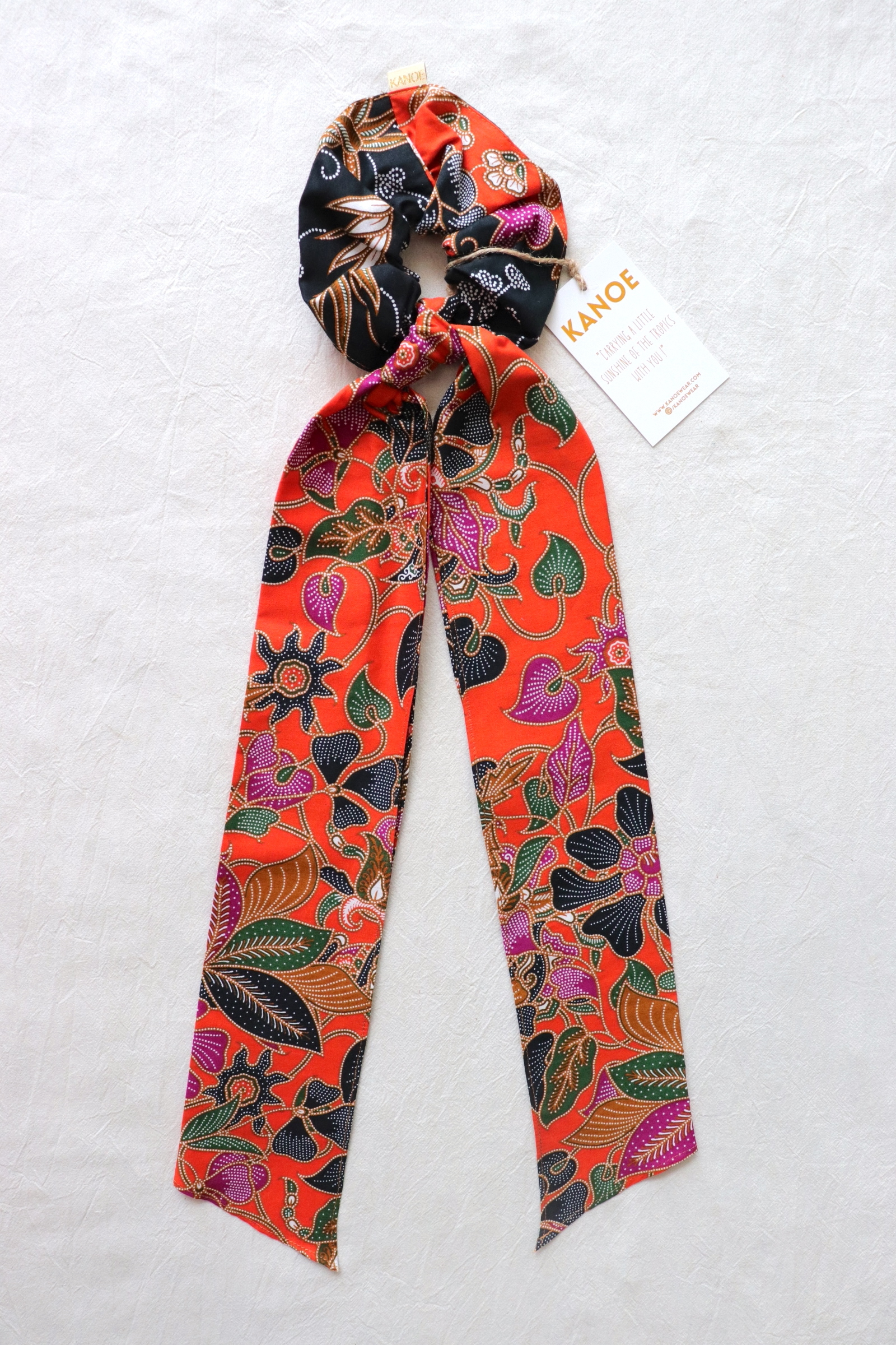 Maxi Batik Scrunchie w/ Ribbon - Tangerine Tree
