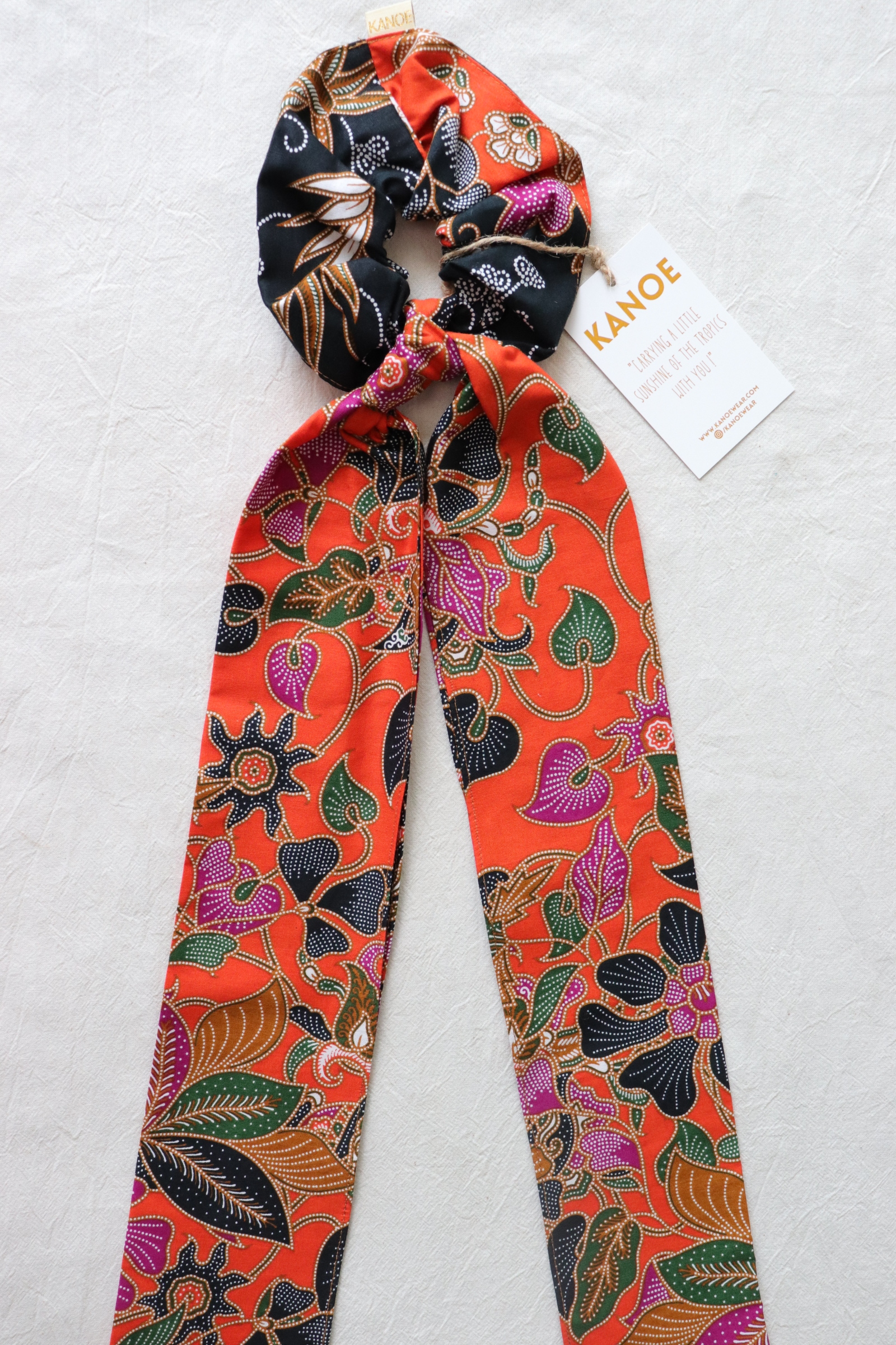 Maxi Batik Scrunchie w/ Ribbon - Tangerine Tree