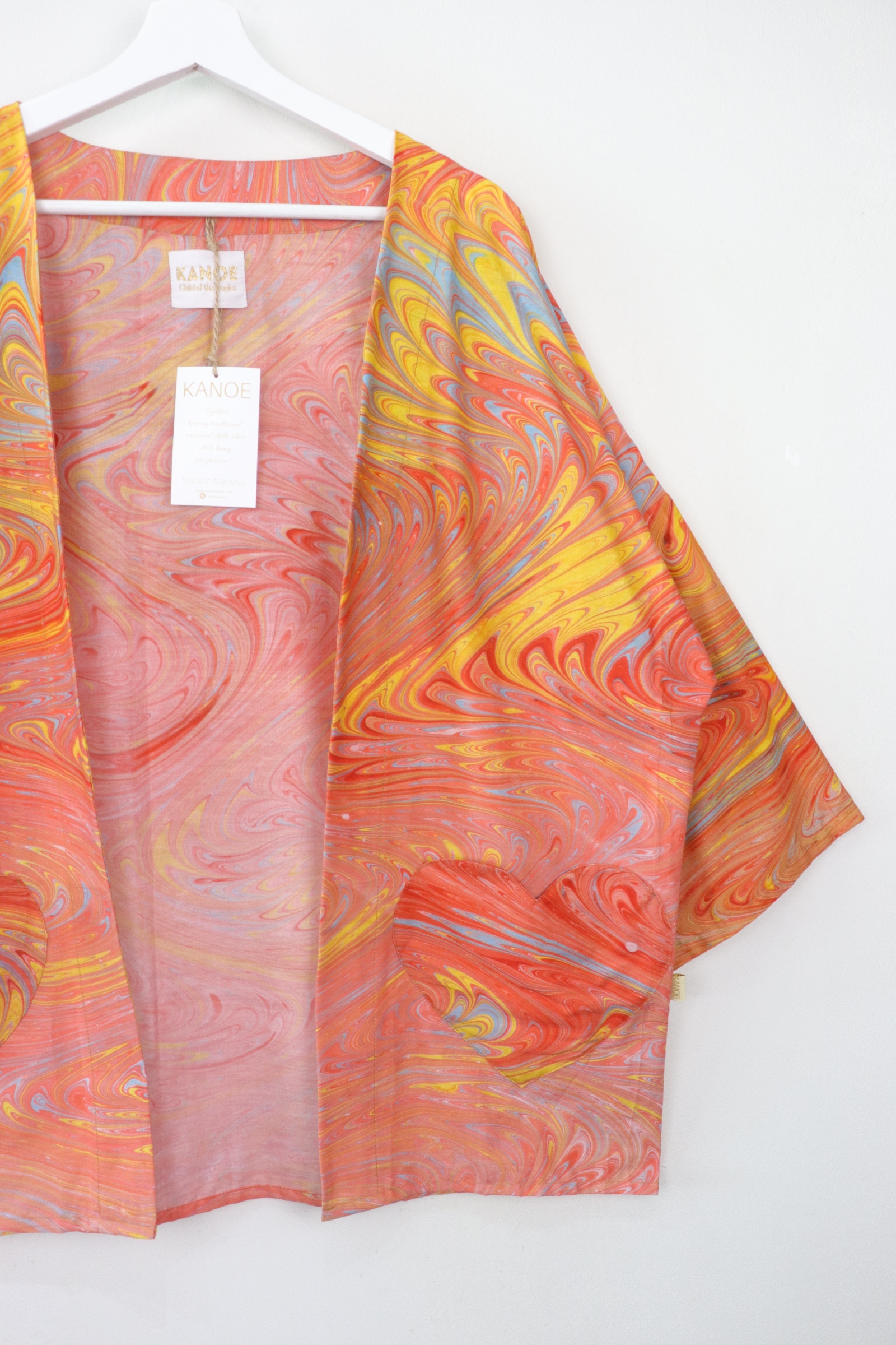Kimono Basic Heart Pockets - Peach Swirl [ Handmade ]