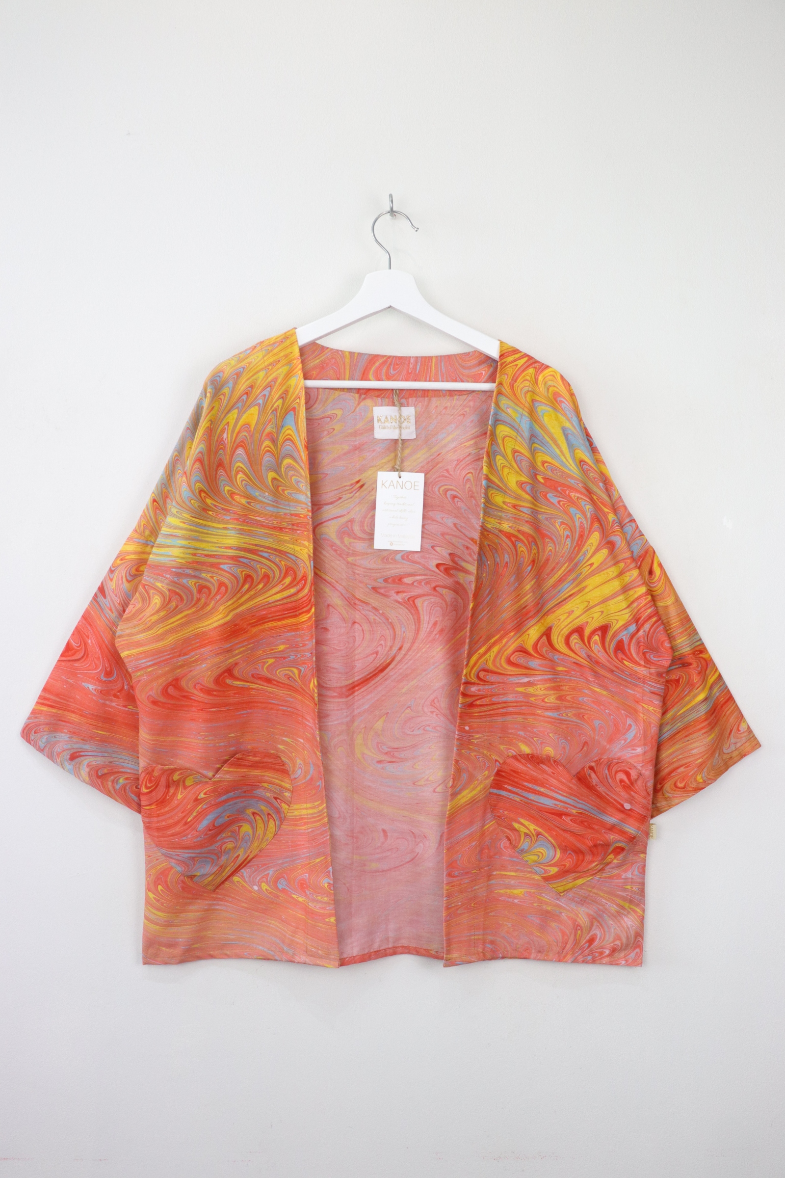 Kimono Basic Heart Pockets - Peach Swirl [ Handmade ]