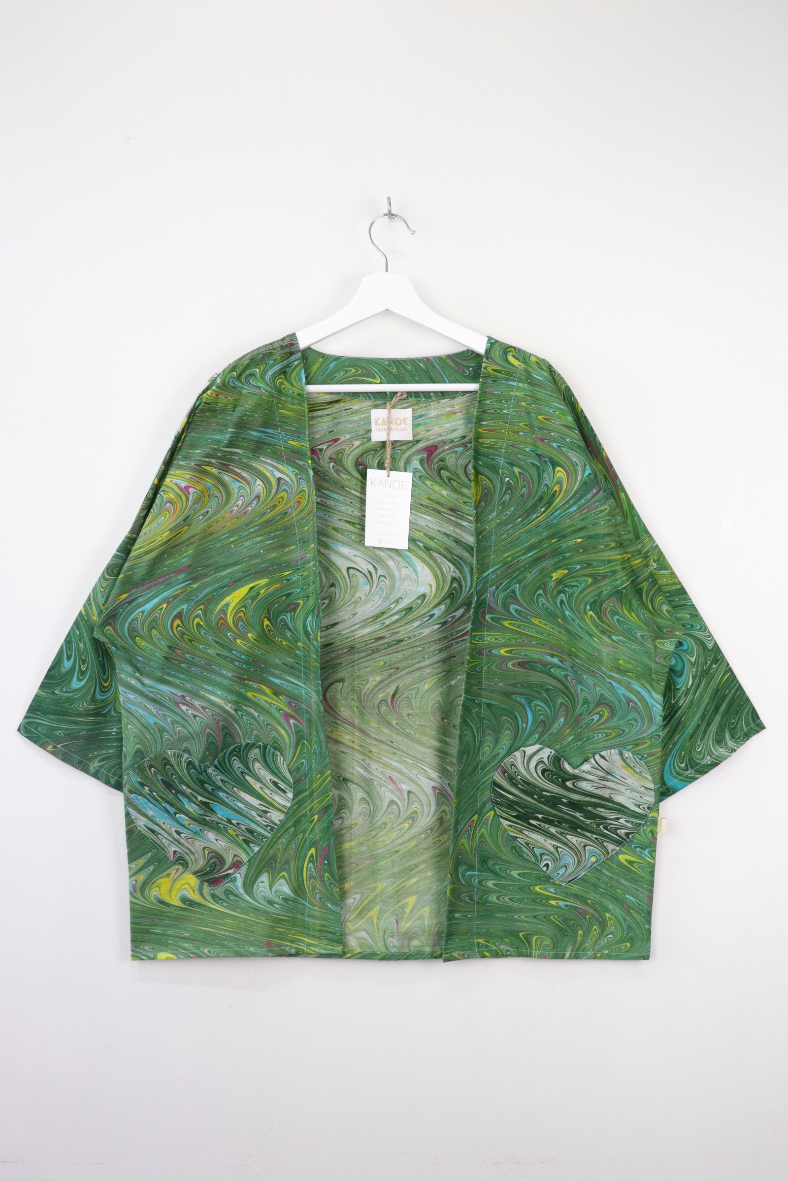 Kimono Basic Heart Pockets - Lime Twirl [ Handmade ]
