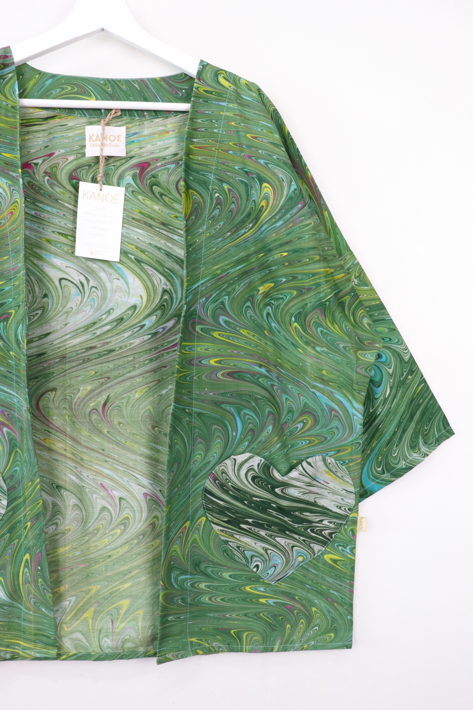 Kimono Basic Heart Pockets - Lime Twirl [ Handmade ]