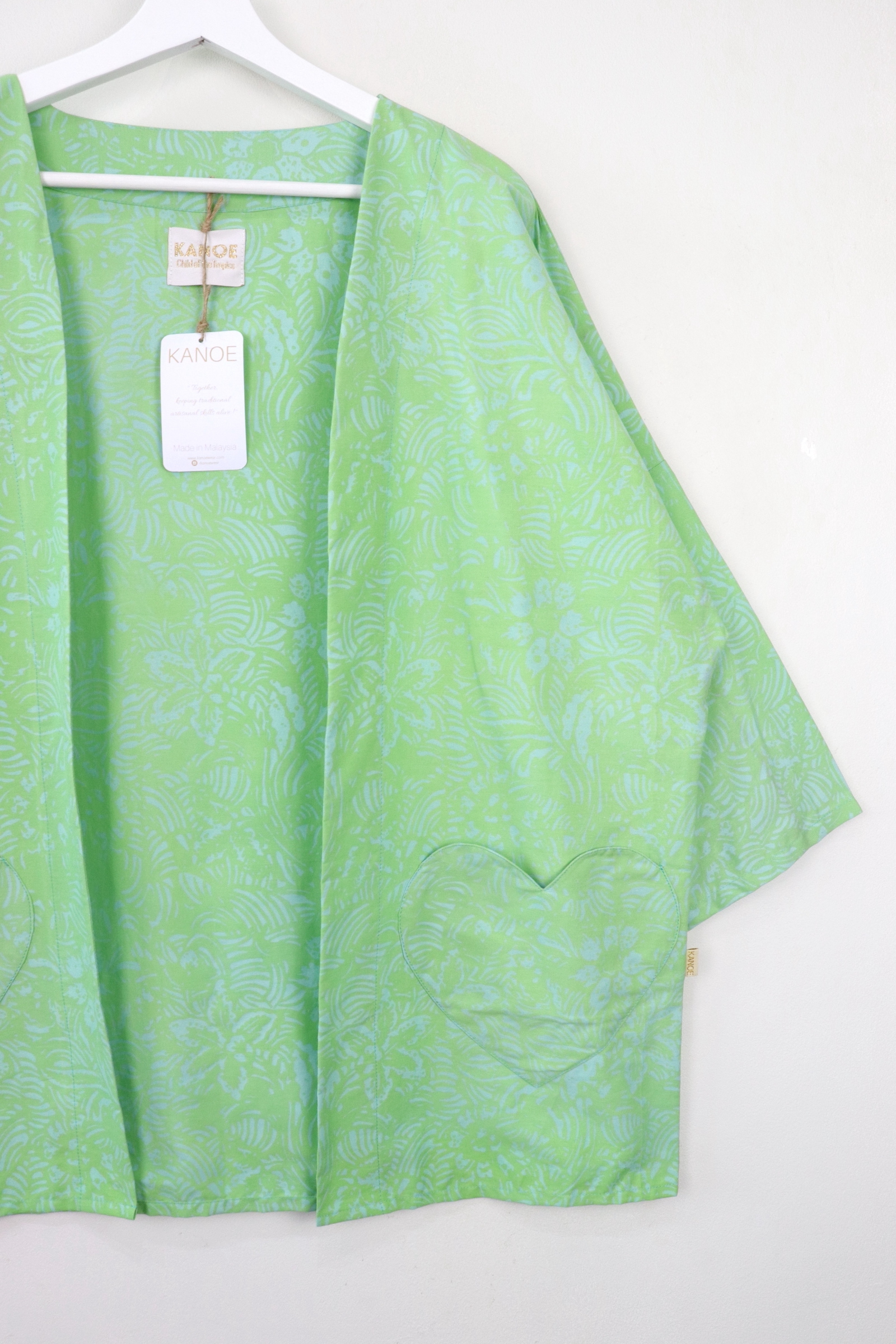 Kimono Basic Heart Pockets - Pistachio Cream [ Handmade ]