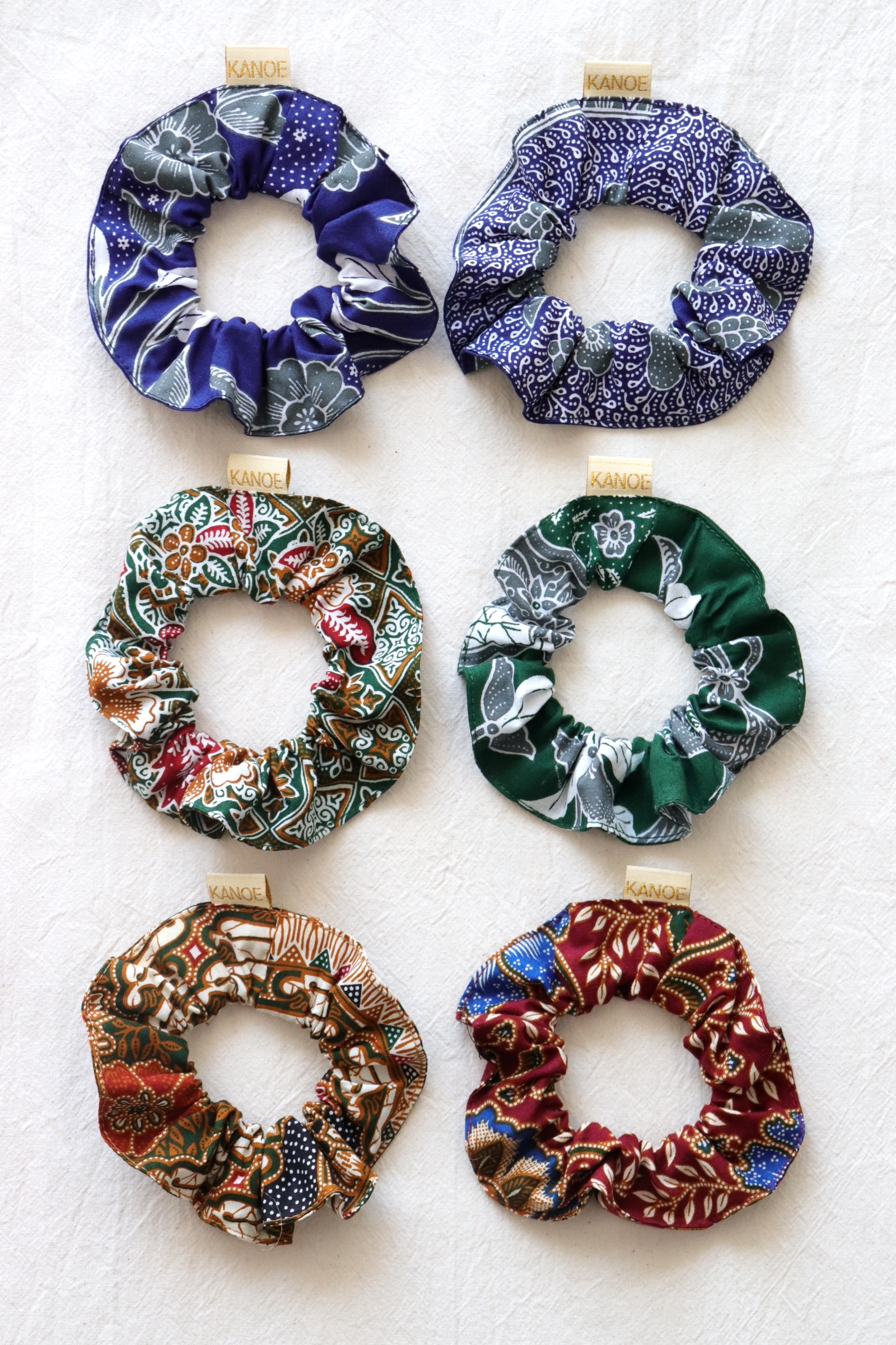 Batik Scrunchies [Set of 6] - Black Forest