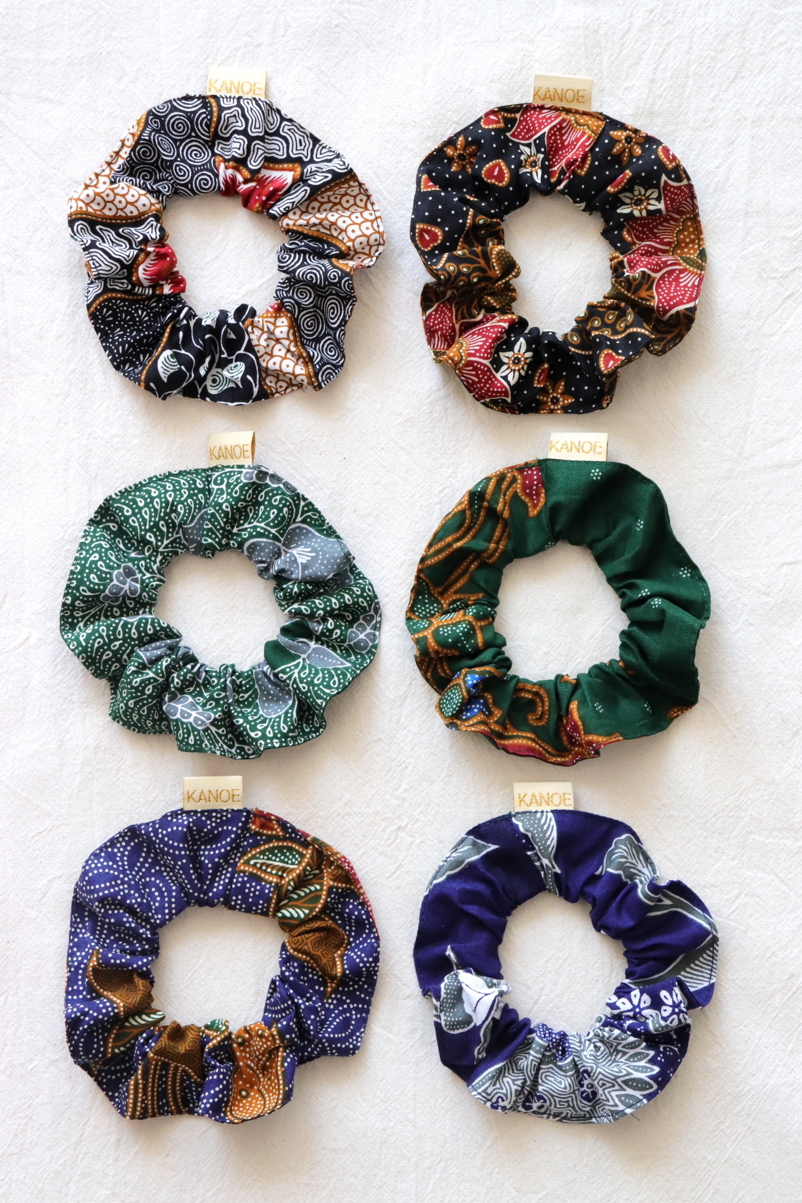 Batik Scrunchies [Set of 6] - Keylime Pie