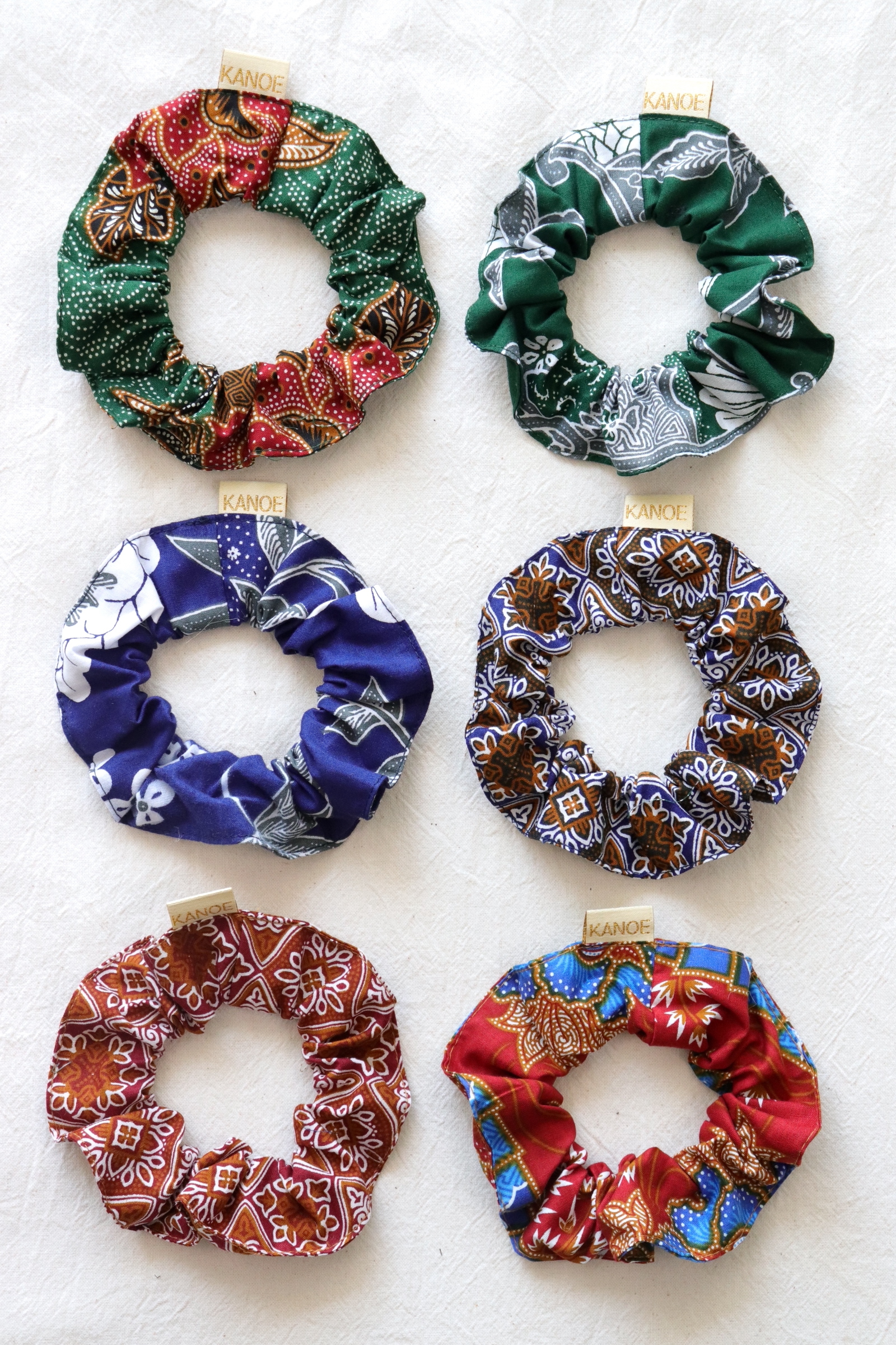 Batik Scrunchies [Set of 6] - Blackberry Mascarpone 
