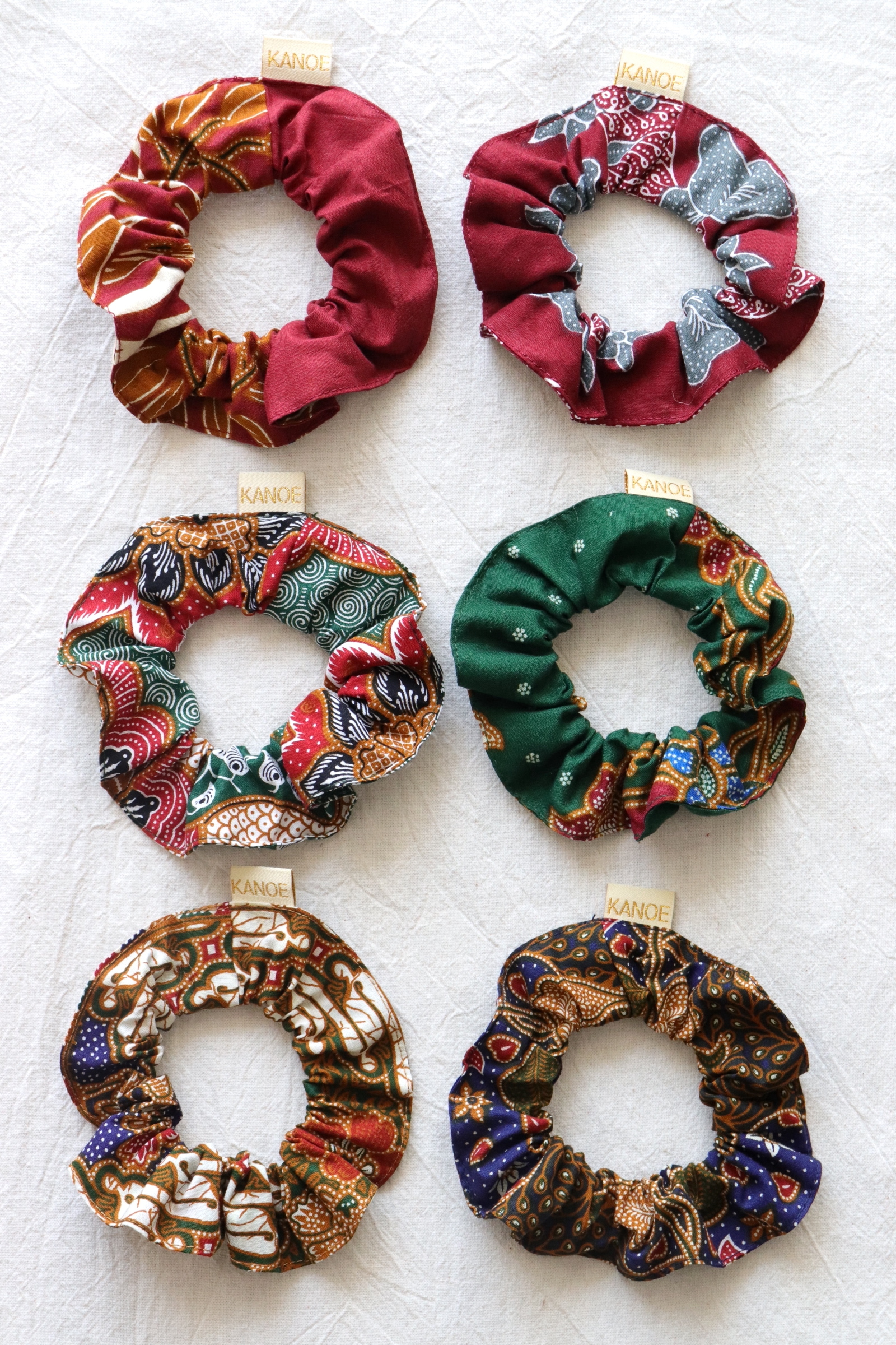 Batik Scrunchies [Set of 6] - Cherry Tart