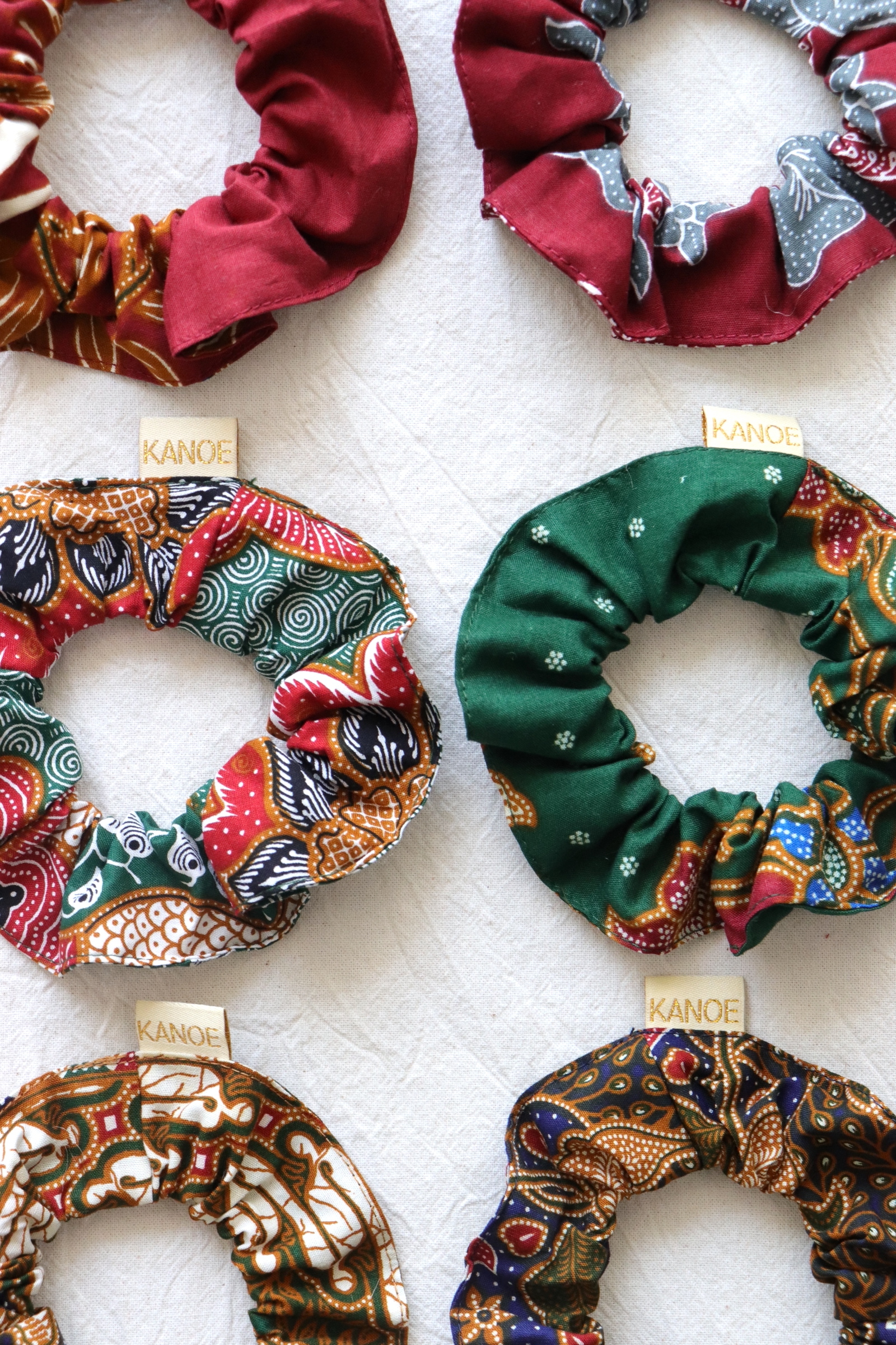 Batik Scrunchies [Set of 6] - Cherry Tart