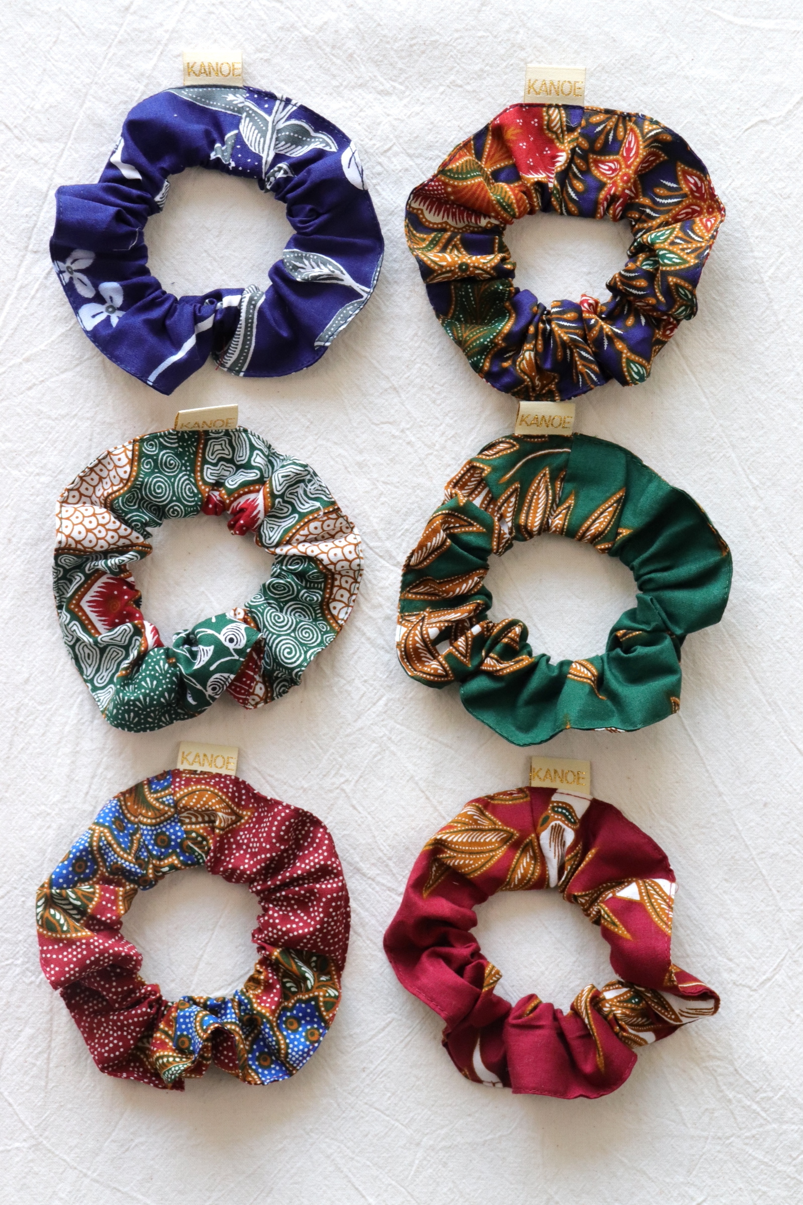 Batik Scrunchies [Set of 6] - Berries Cream