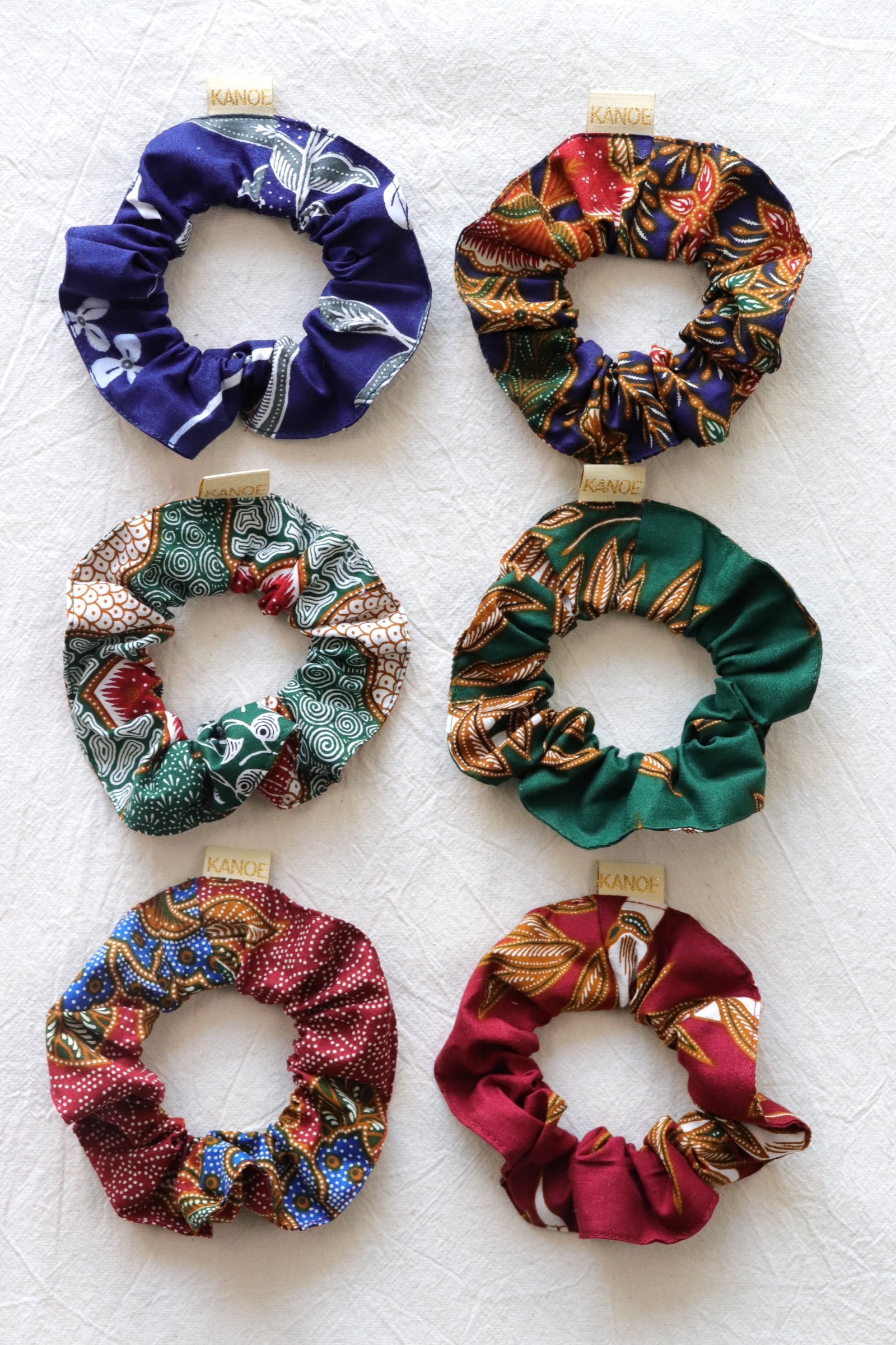 Batik Scrunchies [Set of 6] - Berries Cream