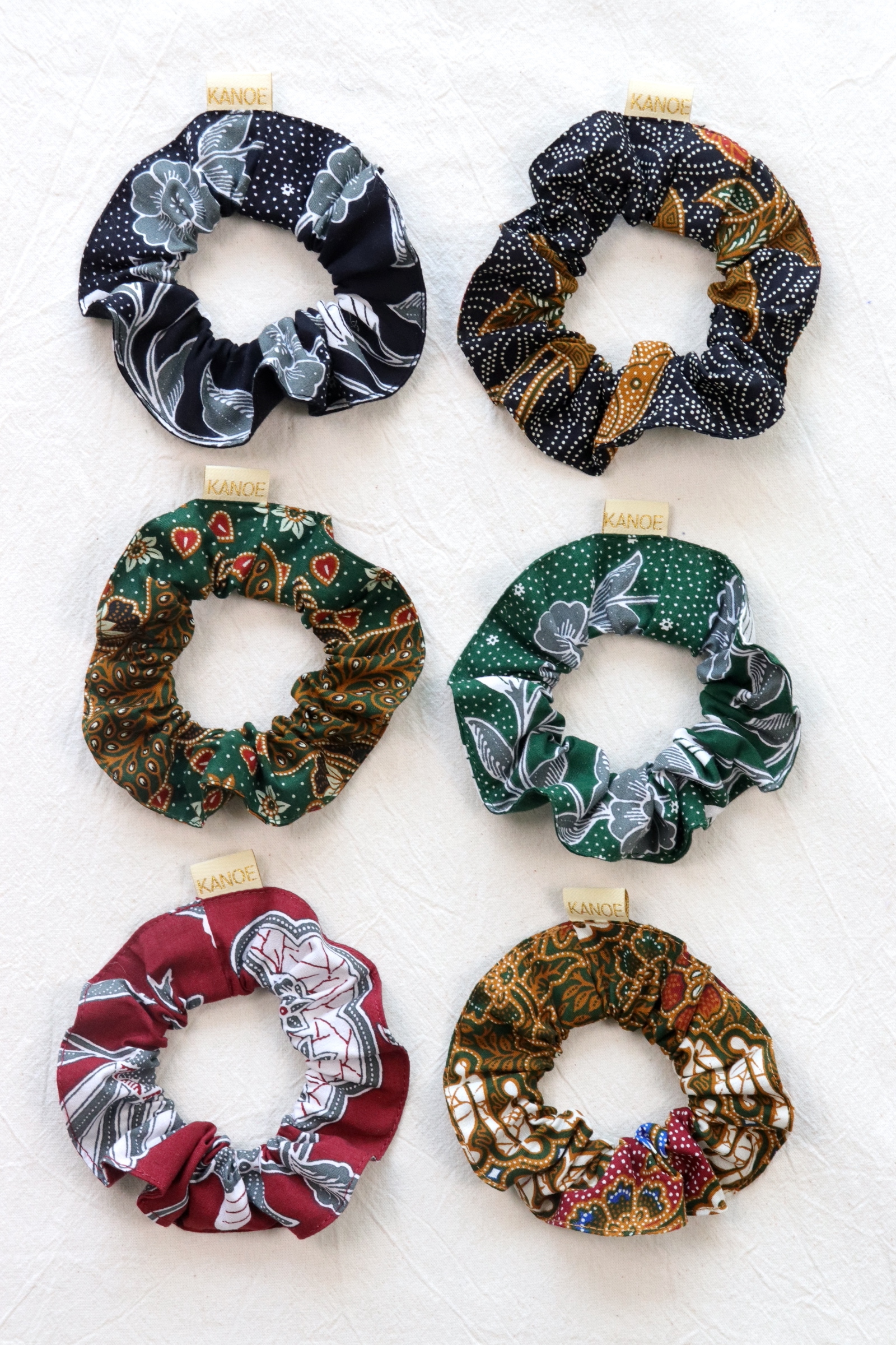  Batik Scrunchies [Set of 6] - Sugar Cookie