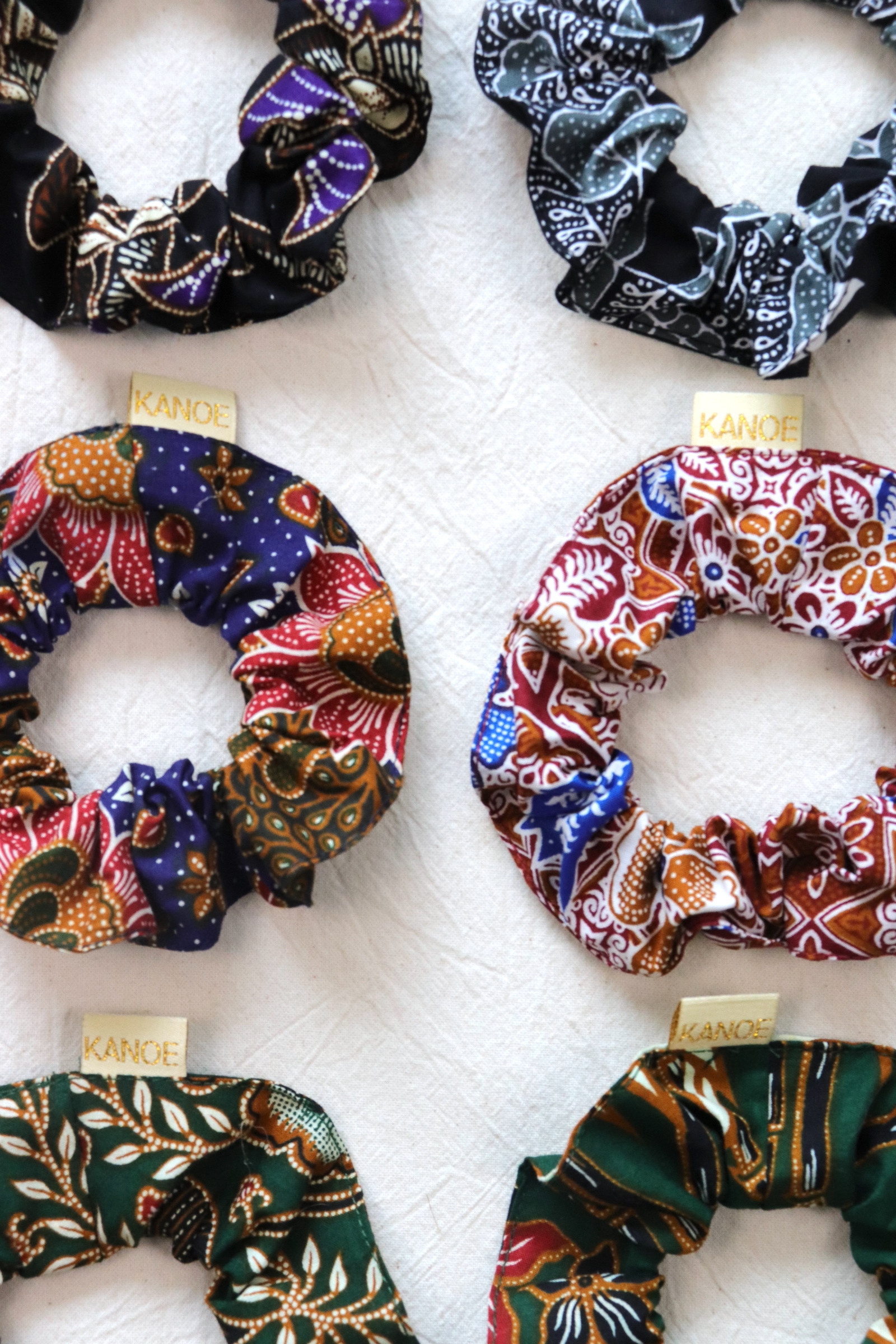 Batik Scrunchies [Set of 6] - Sweet Almond