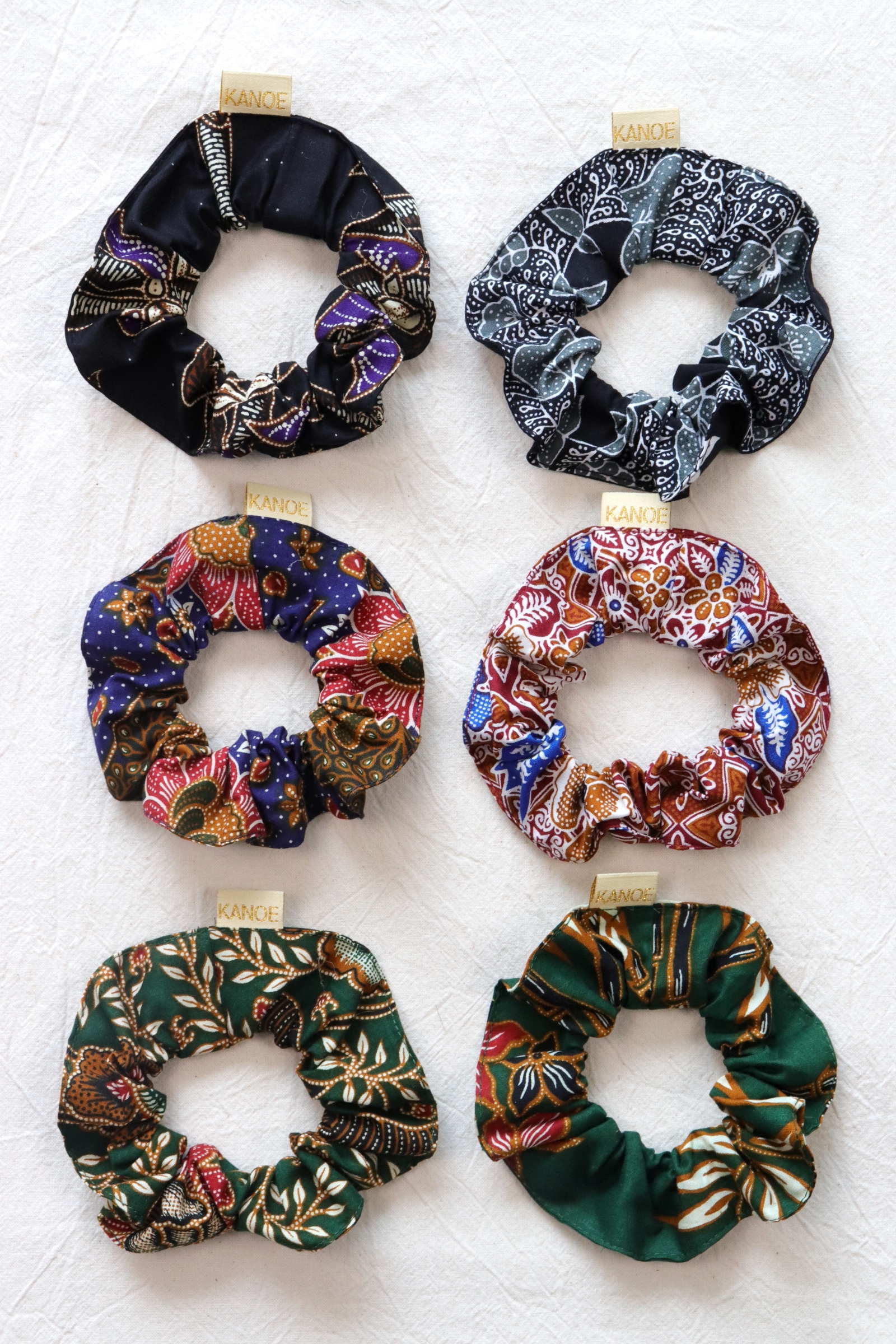 Batik Scrunchies [Set of 6] - Sweet Almond