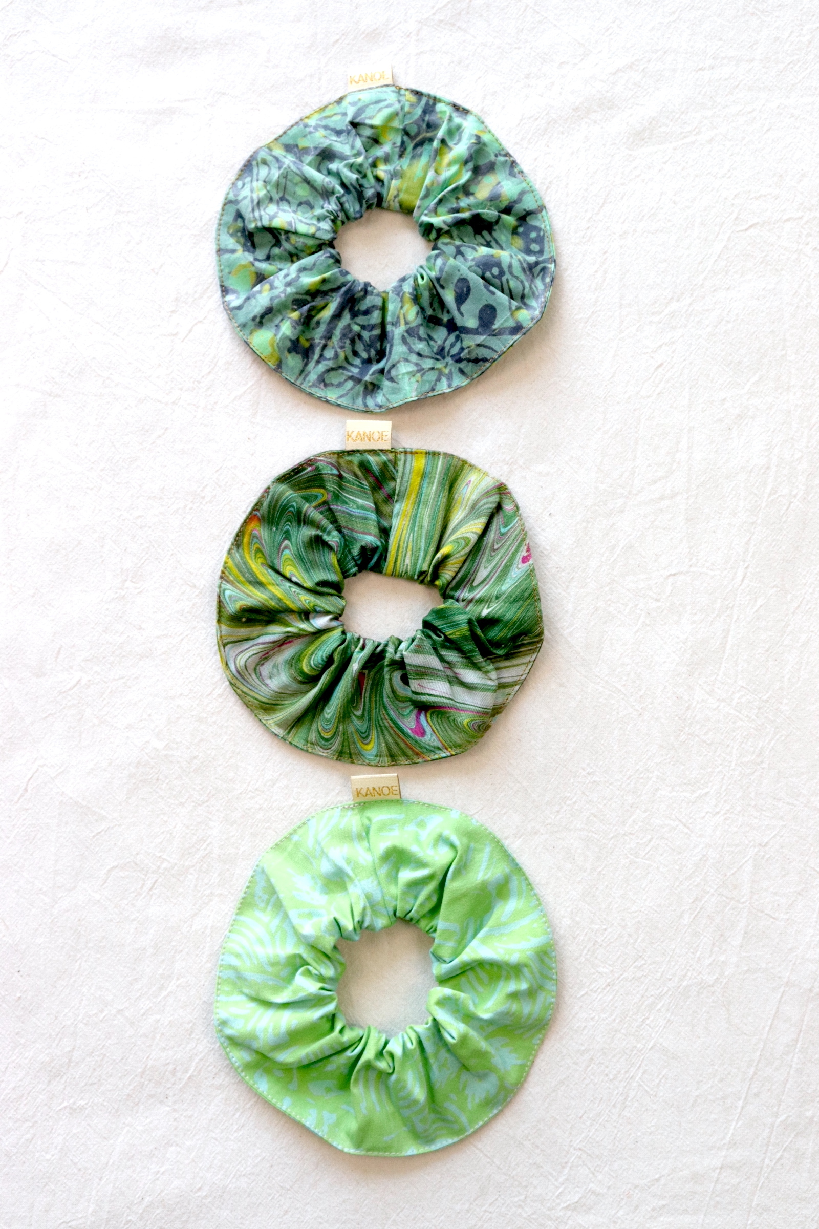 Maxi Batik Scrunchies (Set of 3) - Matcha Mint