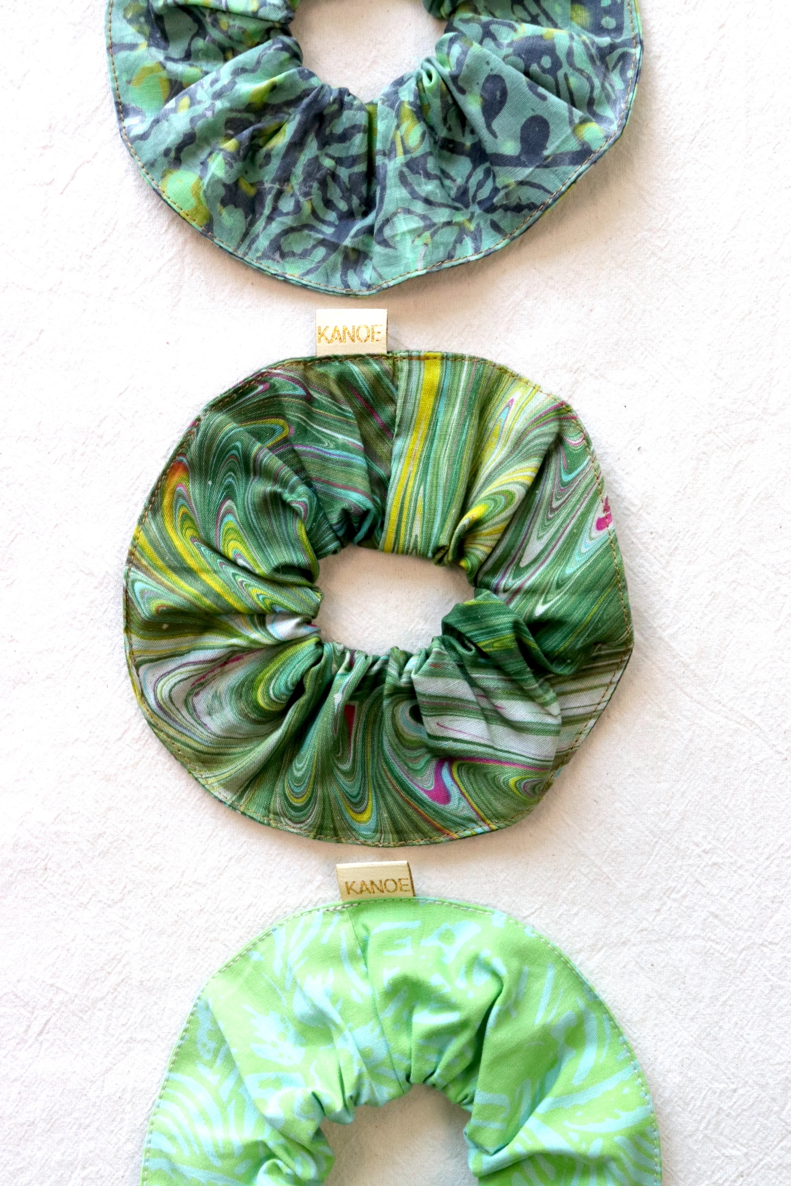 Maxi Batik Scrunchies (Set of 3) - Matcha Mint