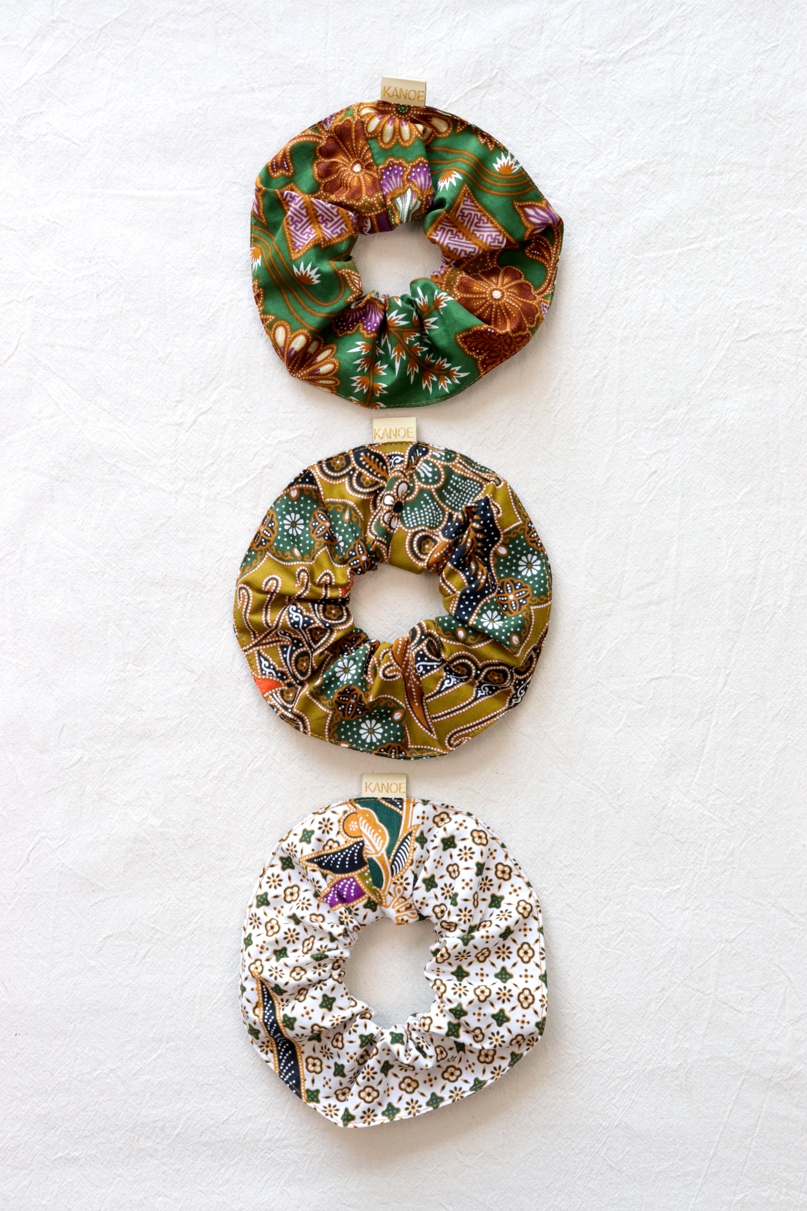 Maxi Batik Scrunchies (Set of 3) - Hojicha Fudge