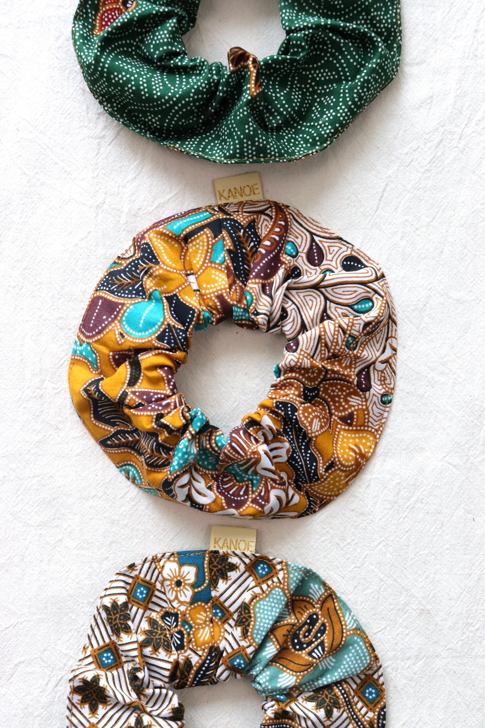 Maxi Batik Scrunchies (Set of 3) -  Lemon Mint