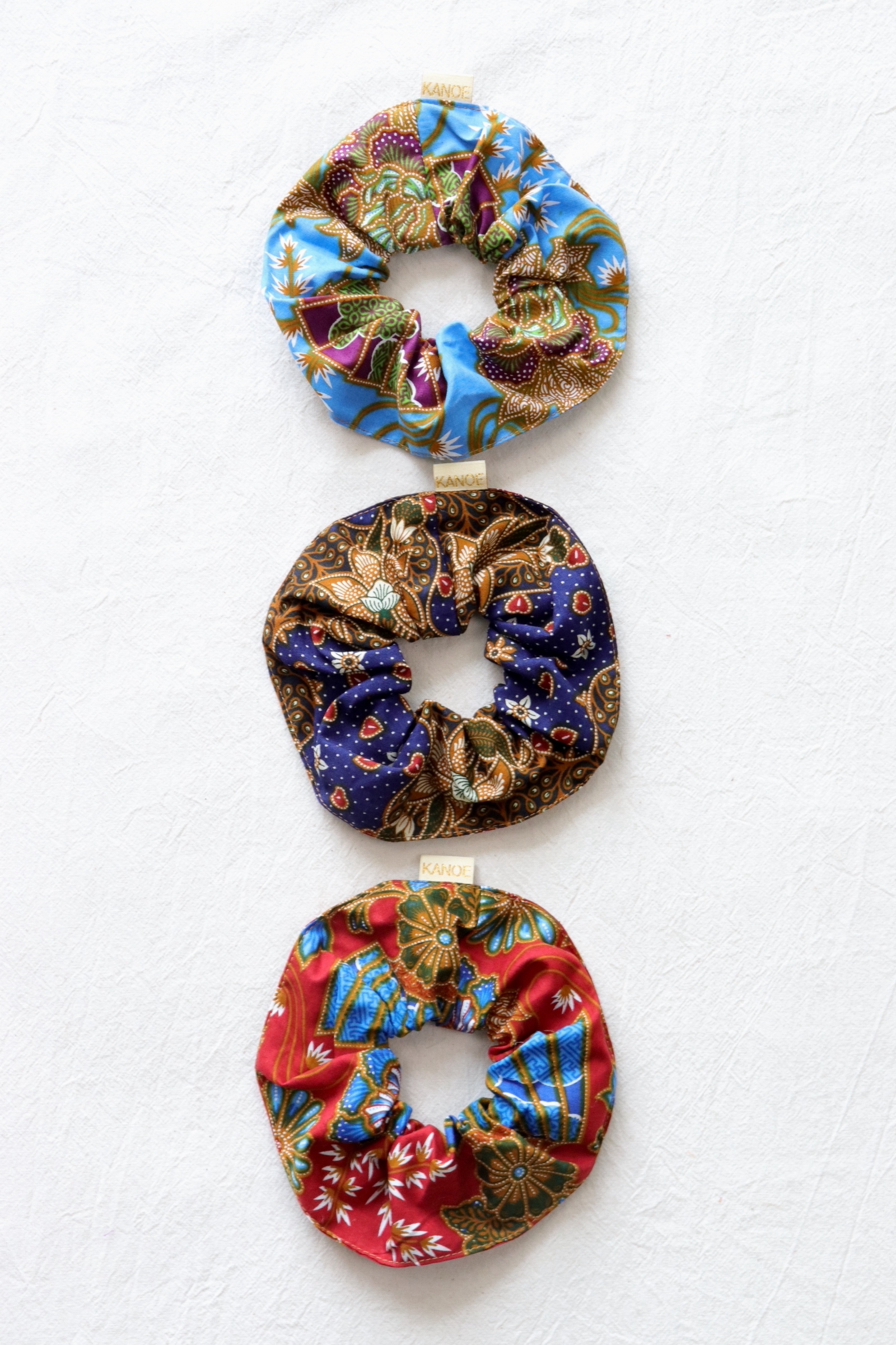 Maxi Batik Scrunchies (Set of 3) - Blackcurrant Jam