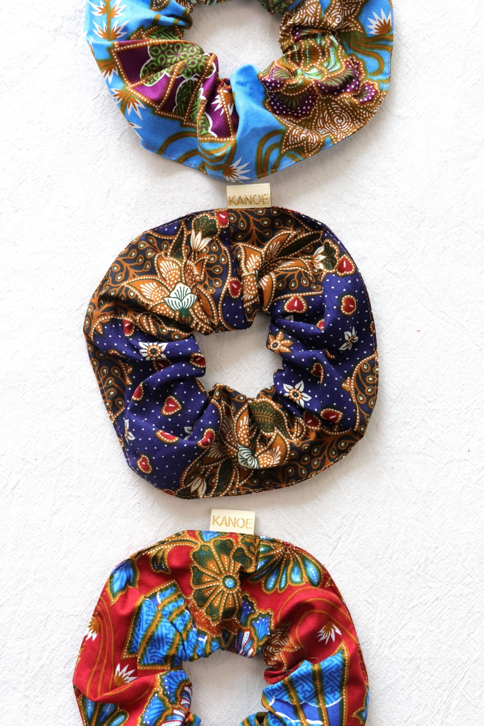 Maxi Batik Scrunchies (Set of 3) - Blackcurrant Jam