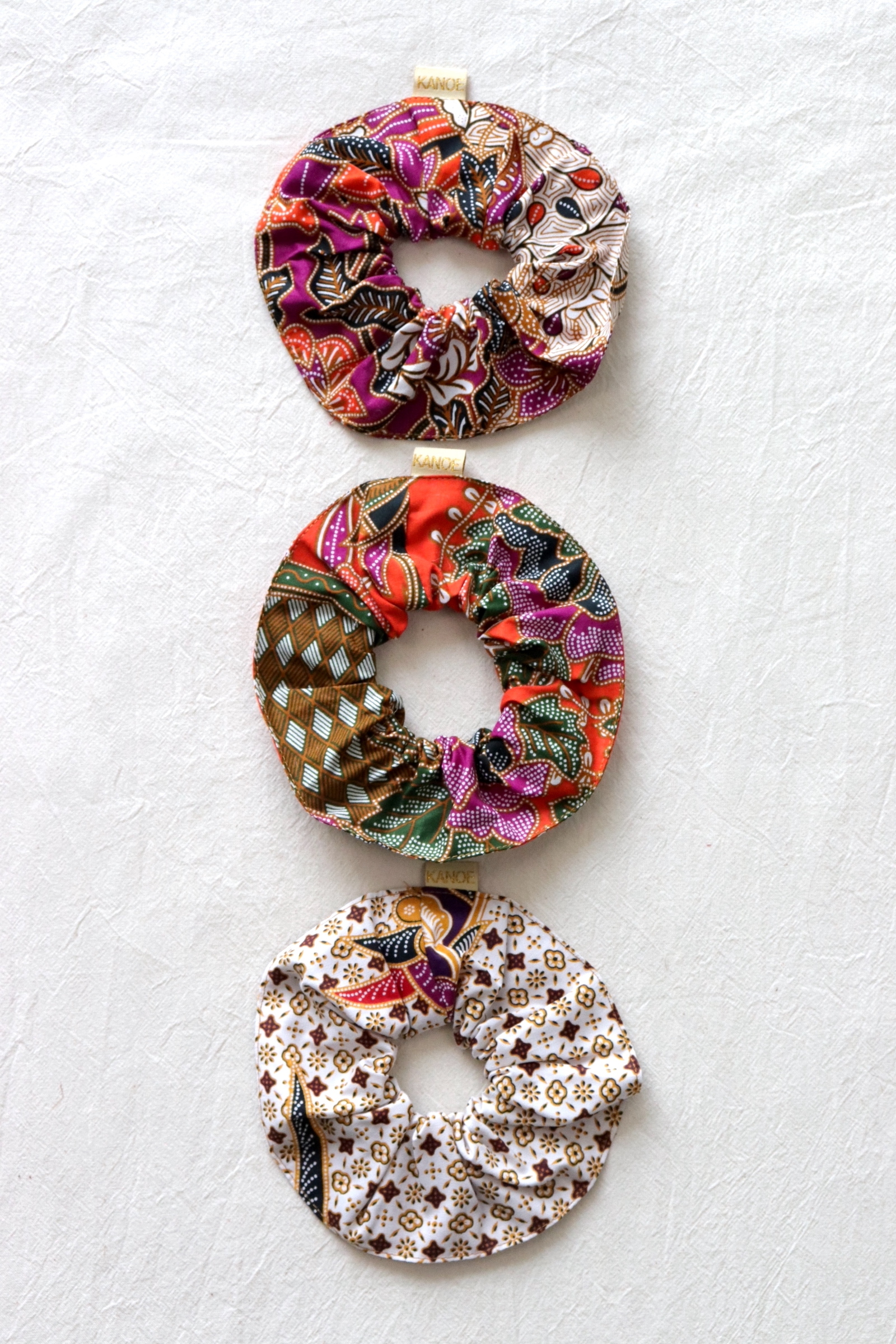 Maxi Batik Scrunchies (Set of 3) - Tangerine Berry