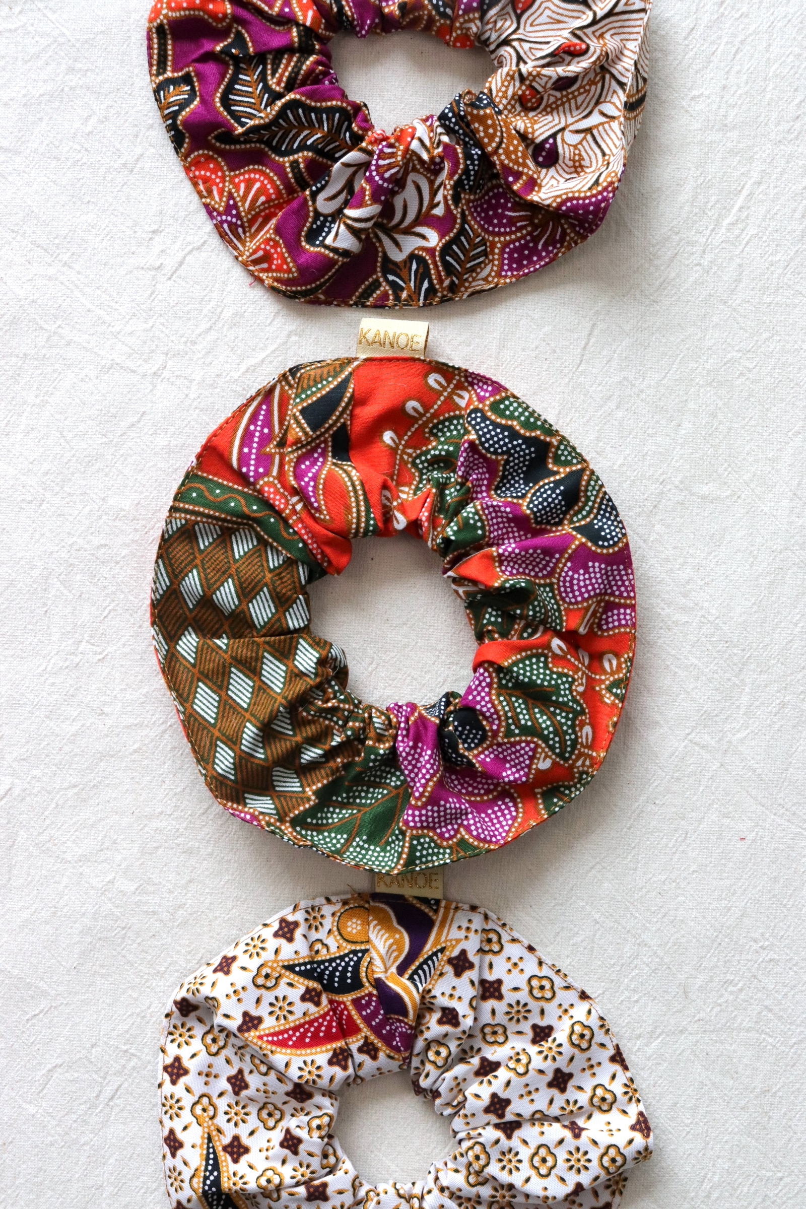 Maxi Batik Scrunchies (Set of 3) - Tangerine Berry