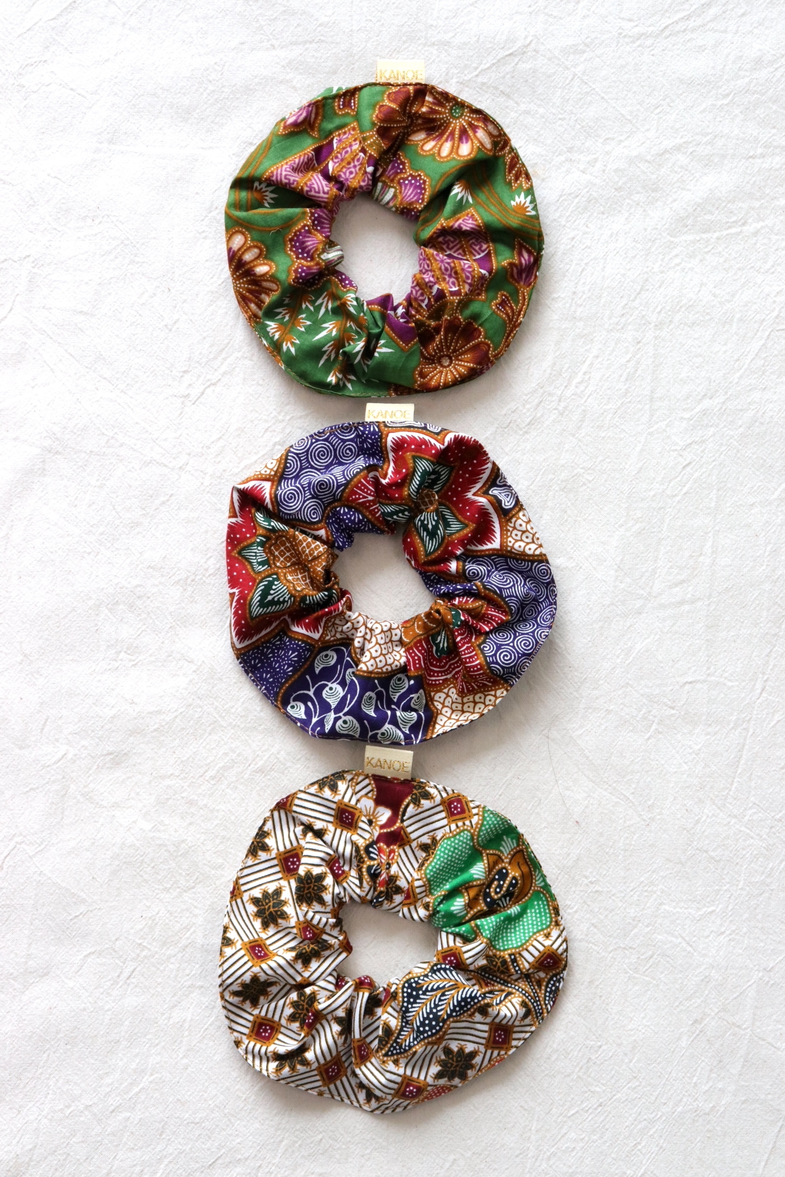 Maxi Batik Scrunchies (Set of 3) - Avocado Dream