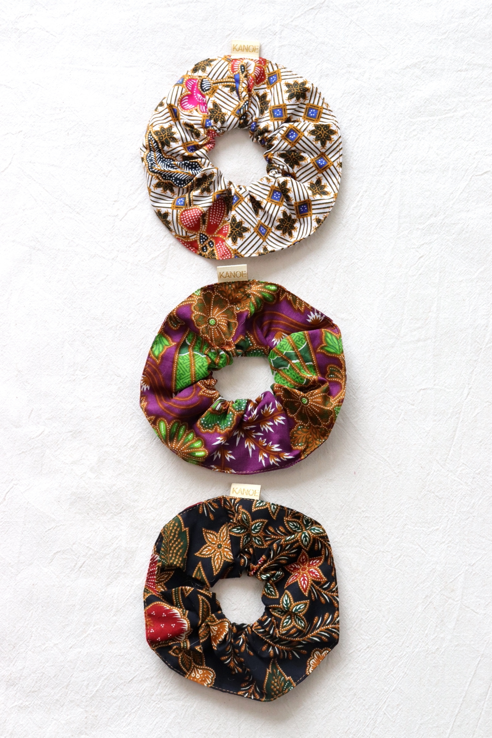Maxi Batik Scrunchies (Set of 3) -  Caramel Currant