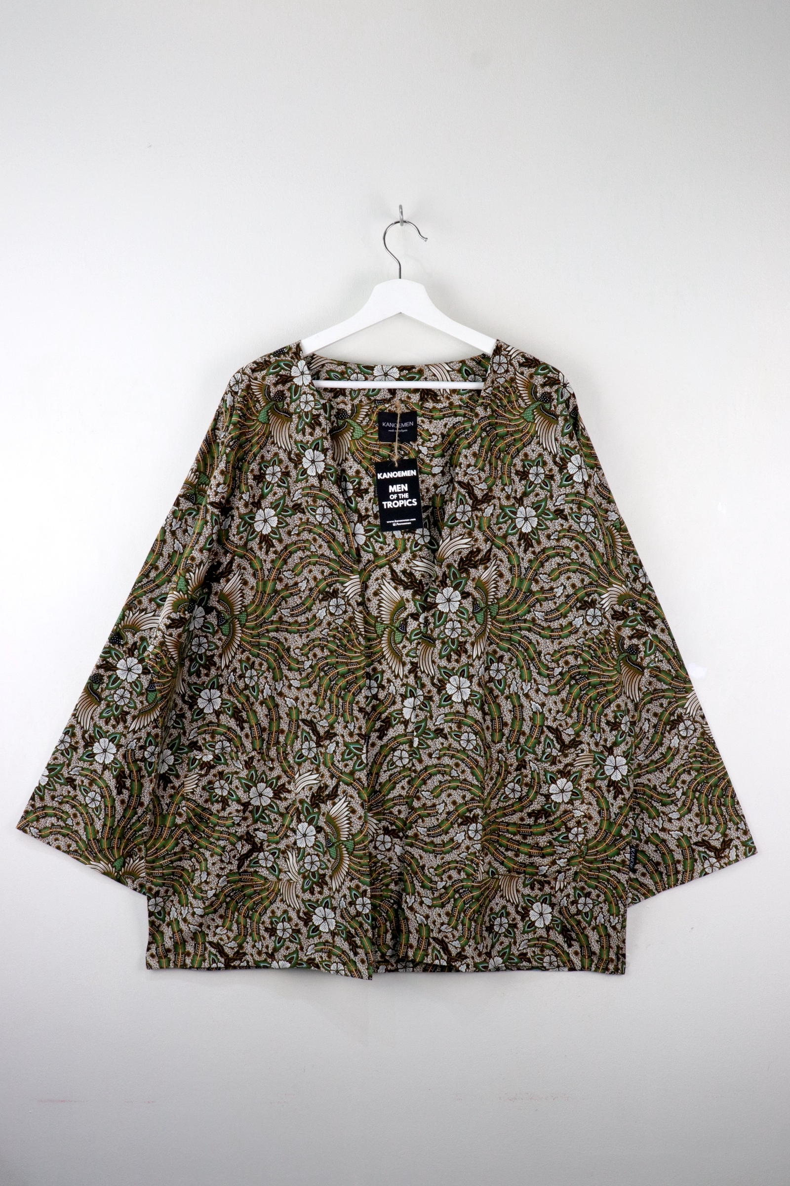 KANOEMEN Batik Kimono Basic - Feather swirl (Green)