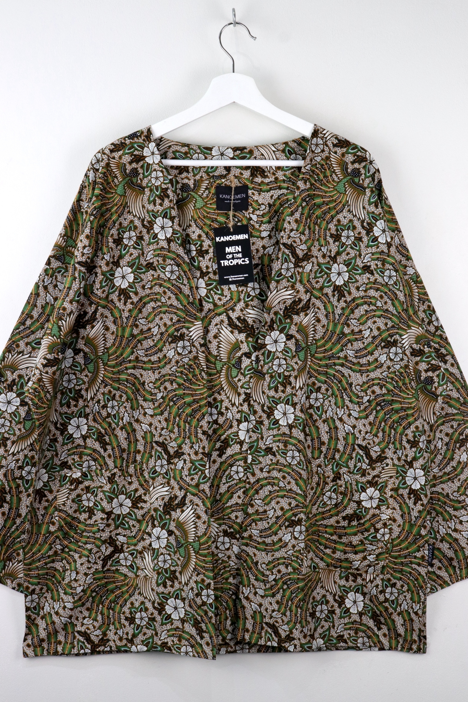 KANOEMEN Batik Kimono Basic - Feather swirl (Green)