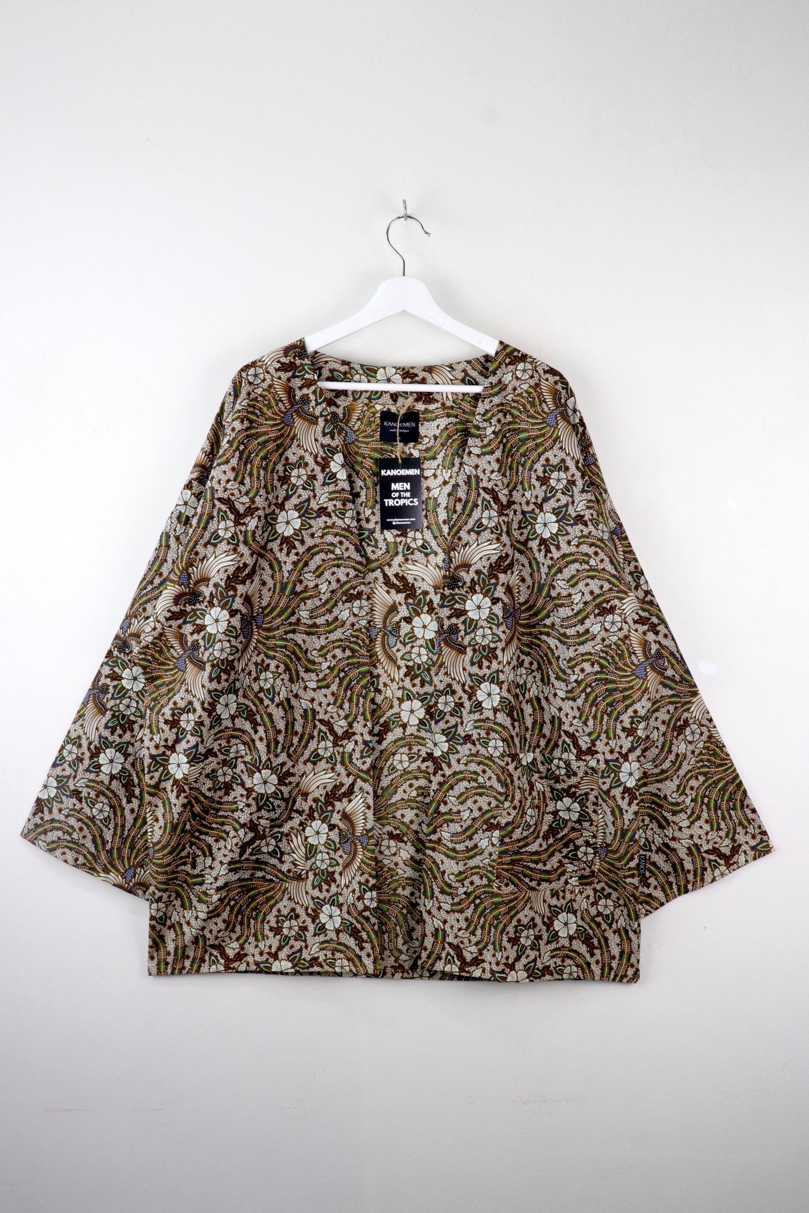 KANOEMEN Batik Kimono Basic - Feather Swirl (Blue & Green)