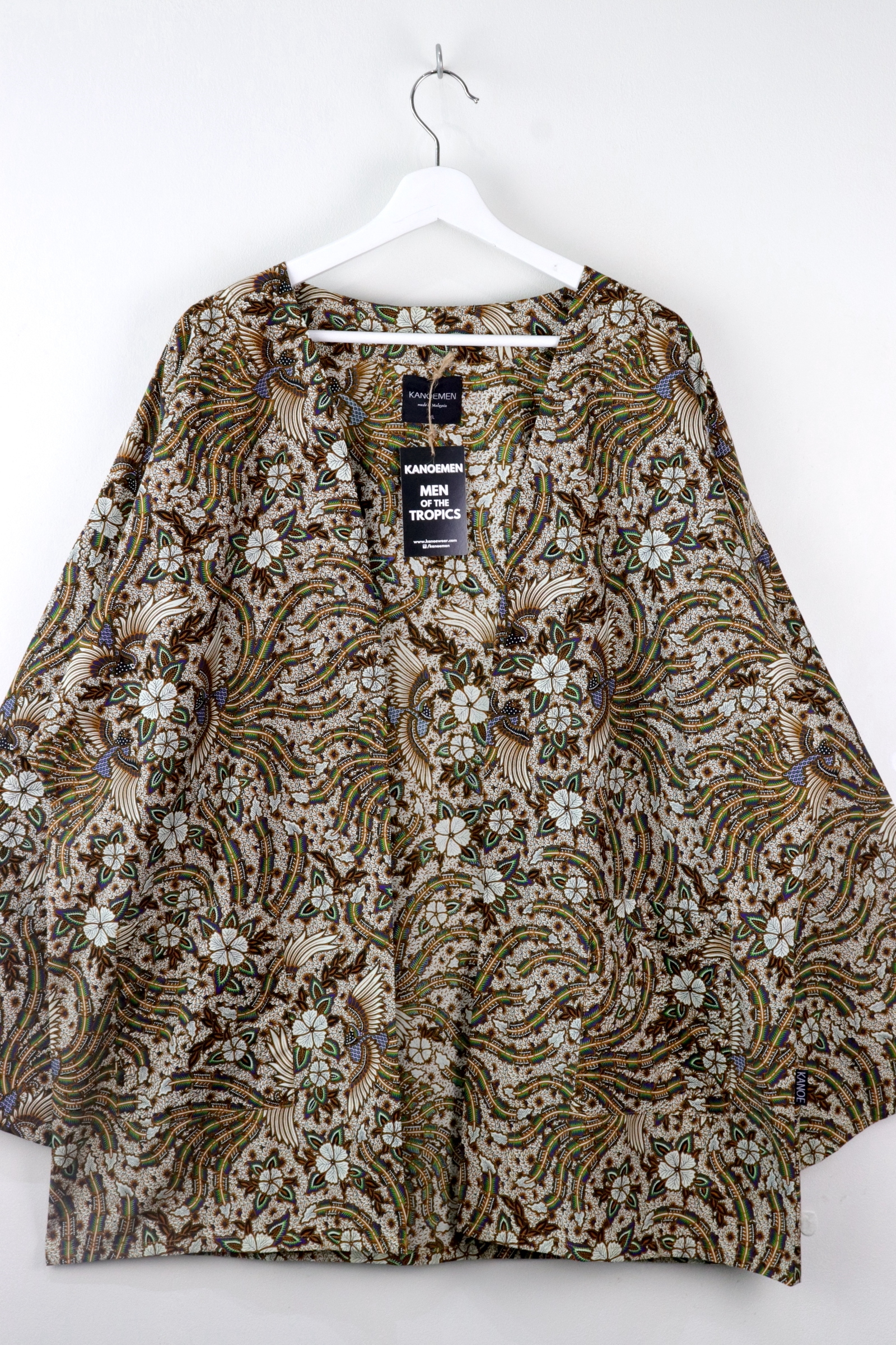 KANOEMEN Batik Kimono Basic - Feather Swirl (Blue & Green)