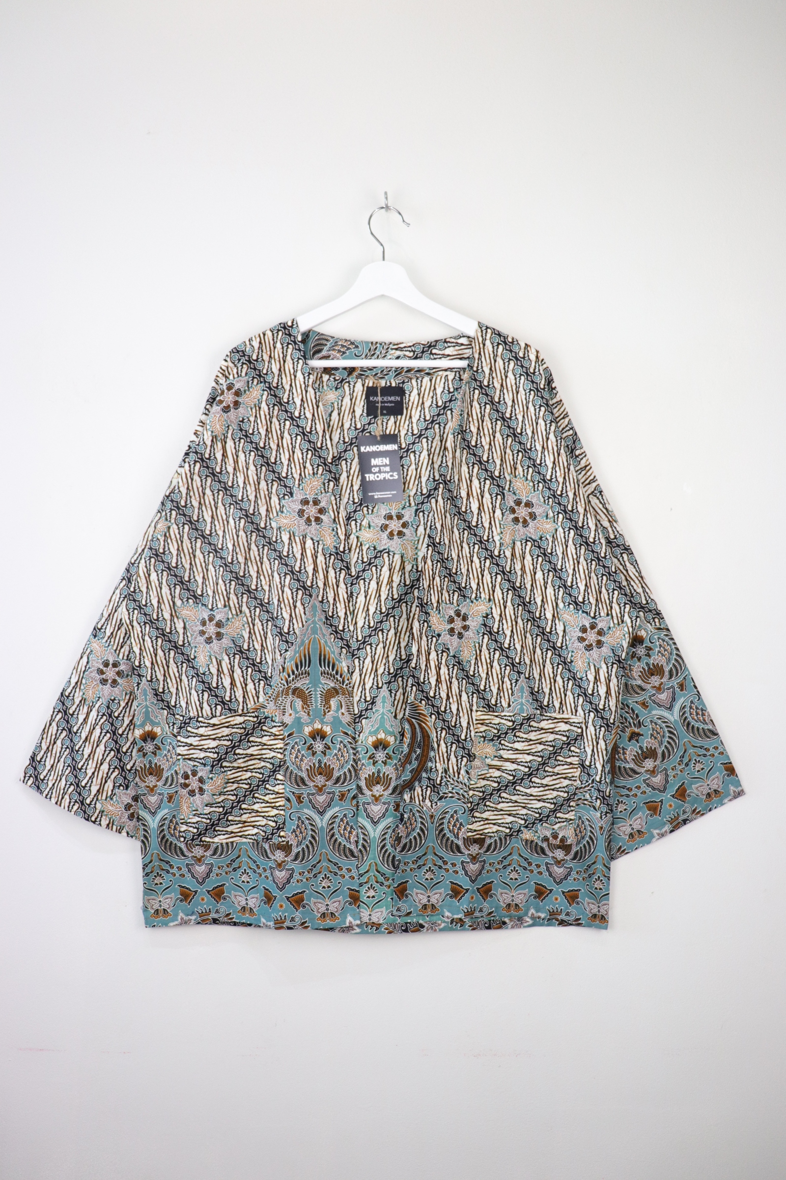 KANOEMEN Batik Kimono Basic - Teal Swirl