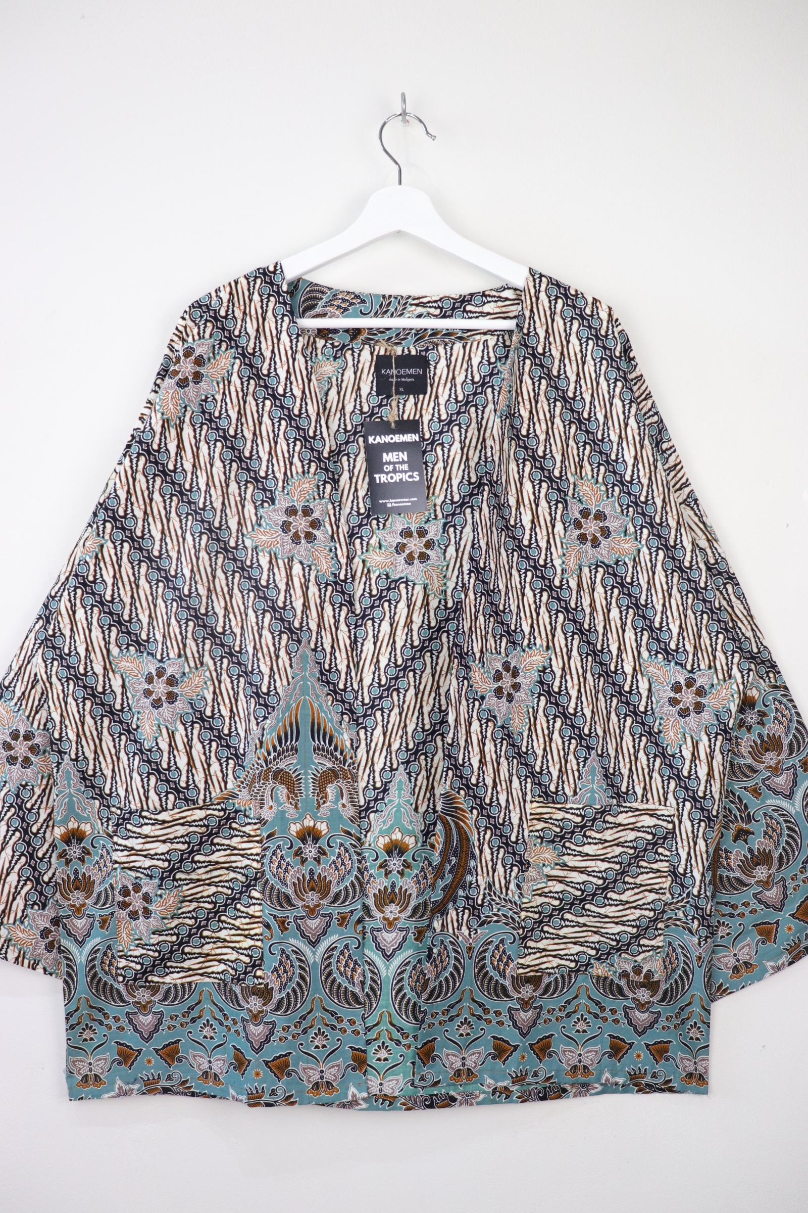 KANOEMEN Batik Kimono Basic - Teal Swirl