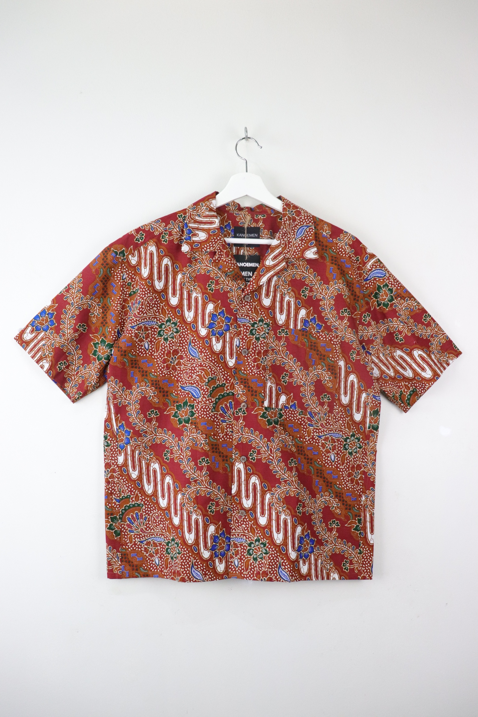 KANOEMEN Open Collar Batik Shirt - Almond Pine [ S XL ] 