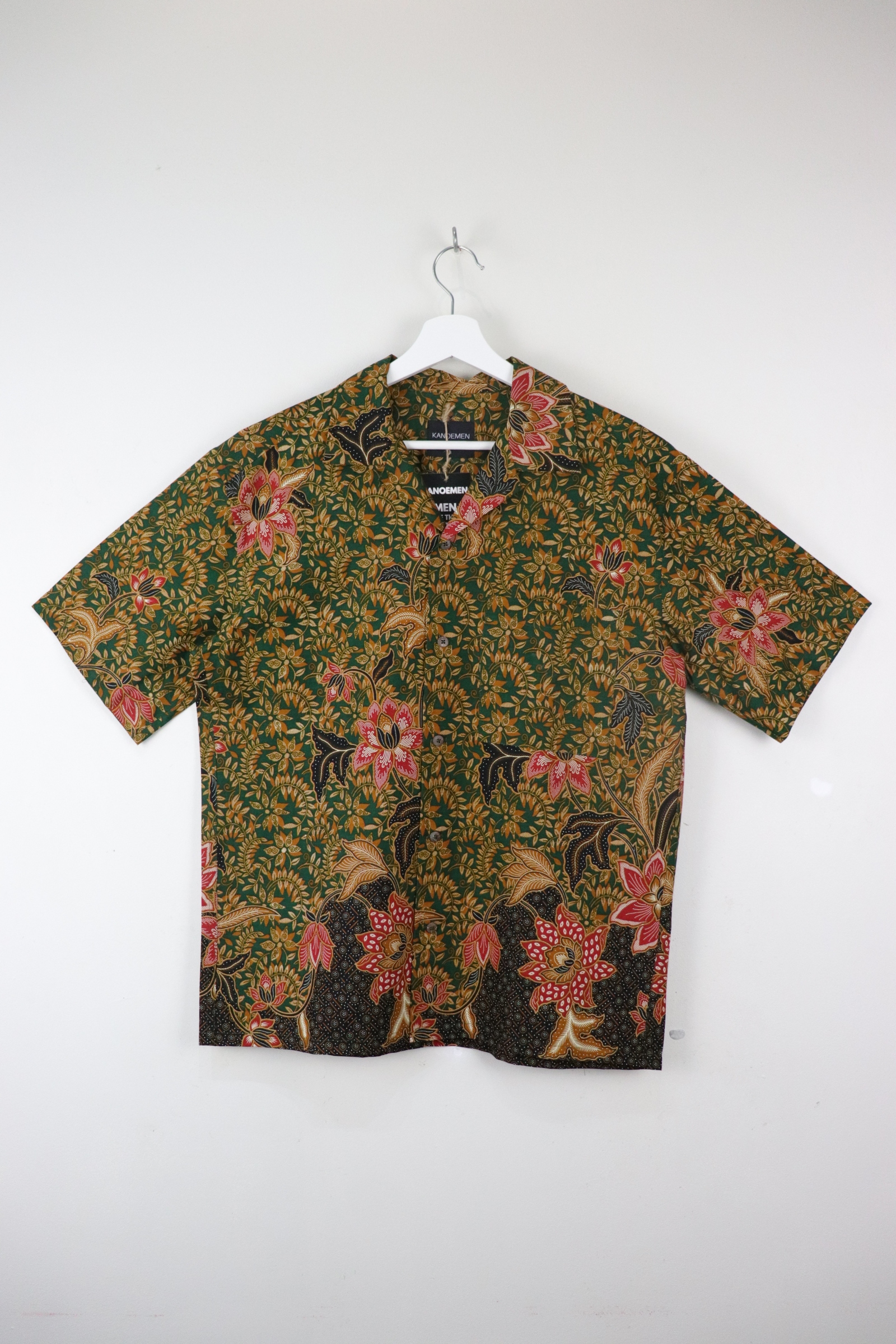 KANOEMEN Open Collar Batik Shirt - Basil Rush [ S M L XL ] 