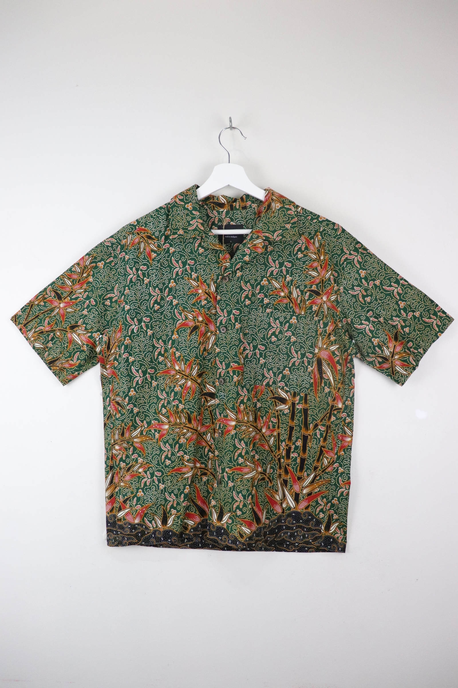 KANOEMEN Open Collar Batik Shirt - Sage Flow [ S M L ] 