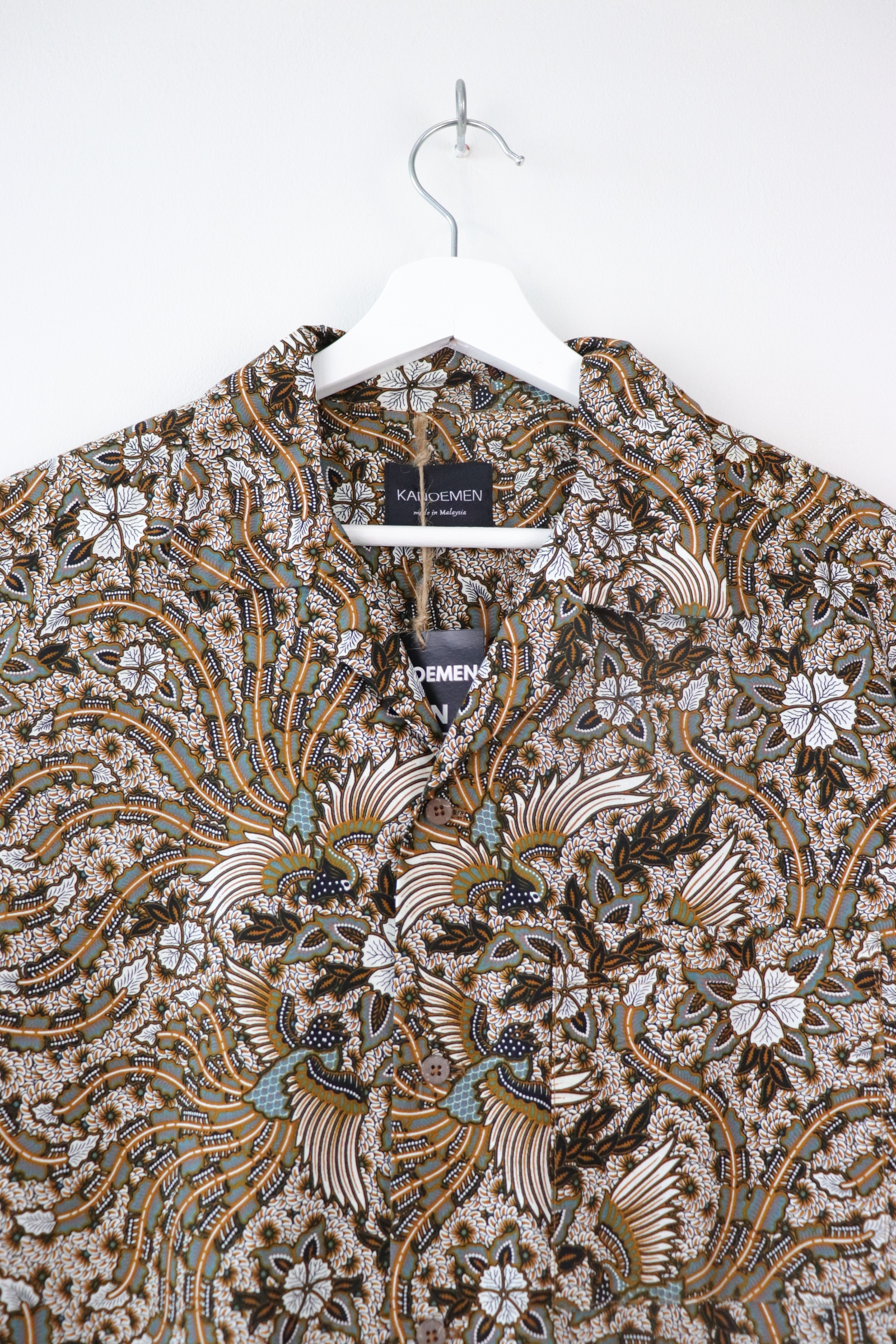 KANOEMEN Open Collar Batik Shirt - Cedar Grey [ M L ] 