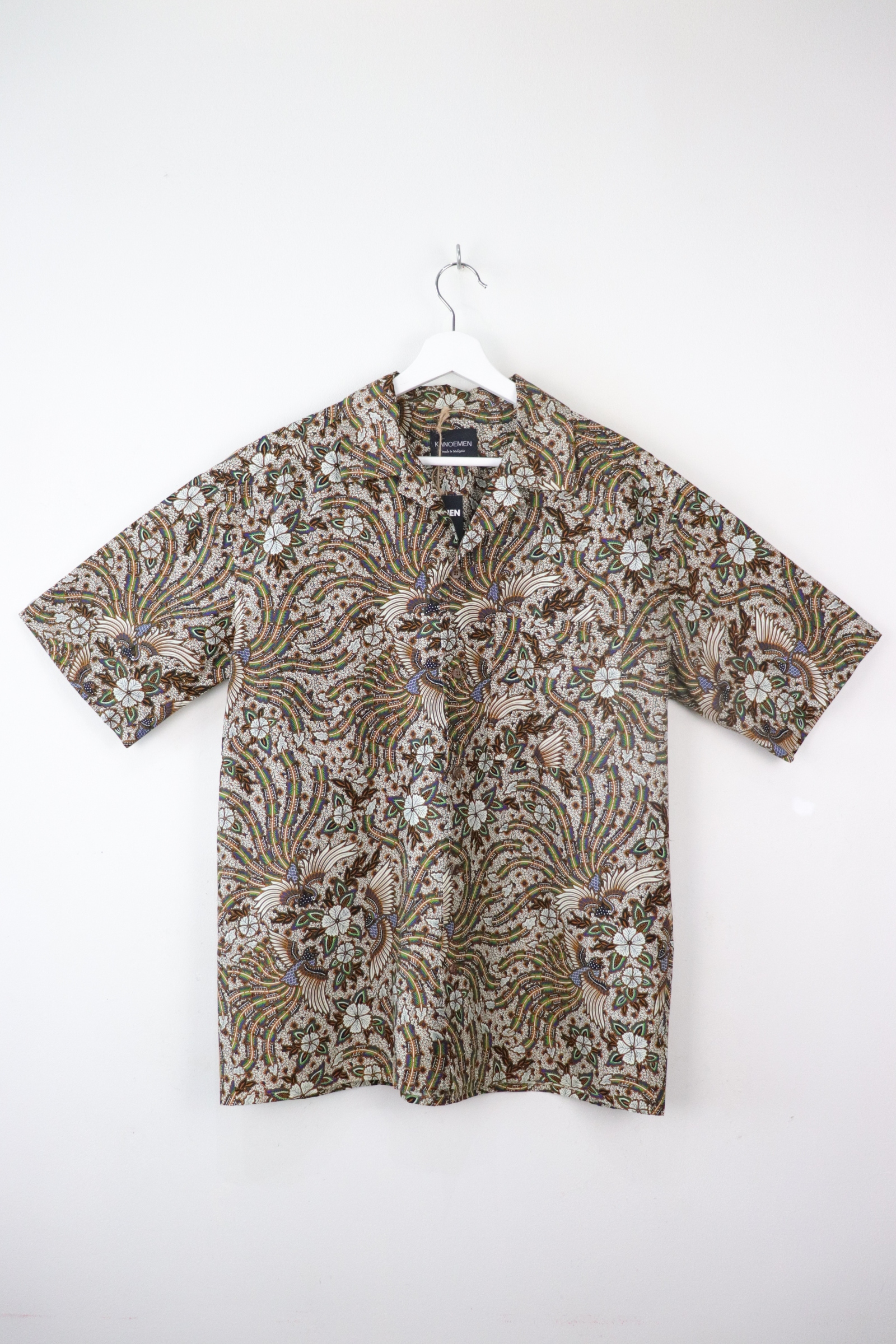 KANOEMEN Open Collar Batik Shirt - Ash River [ M L ] 