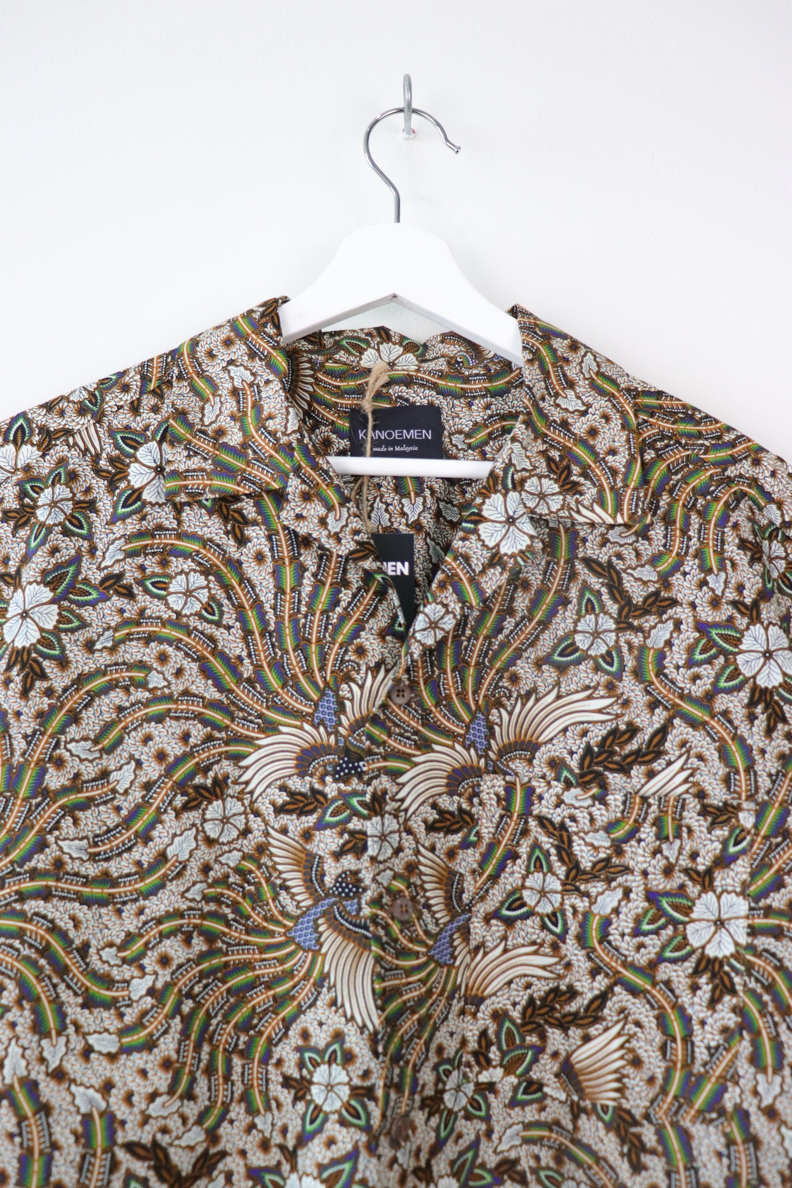 KANOEMEN Open Collar Batik Shirt - Ash River [ M L ] 