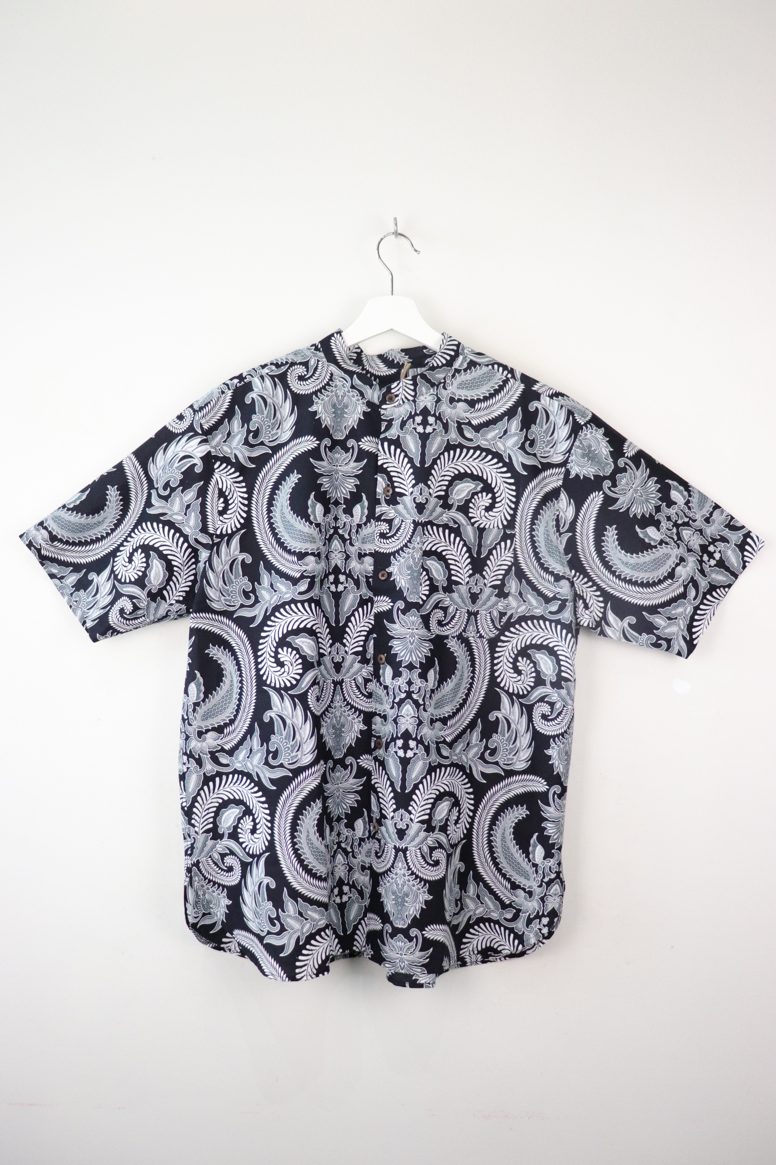 KANOEMEN Stand Collar Batik Shirt - Dark Royal XL [ New Fit ] 