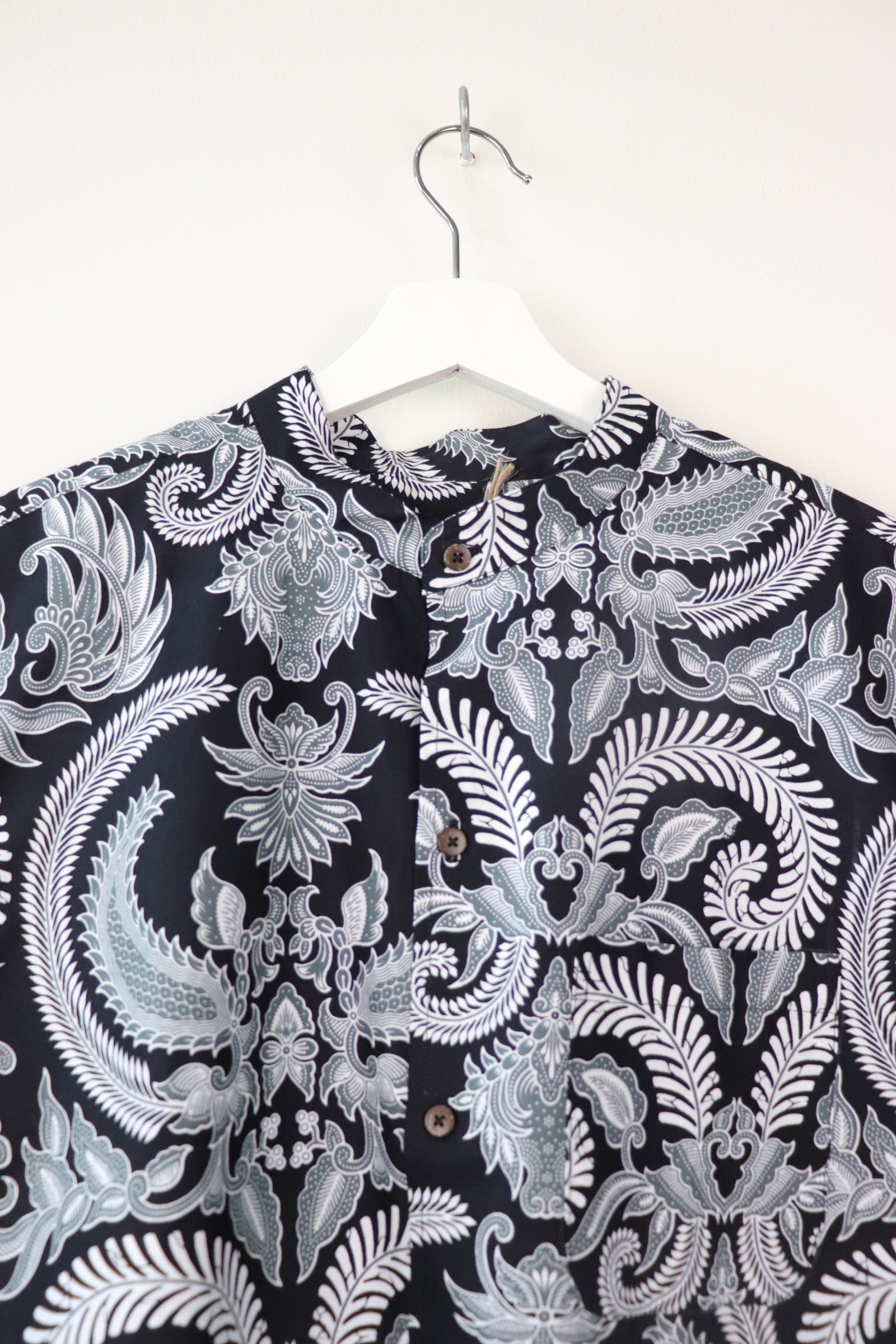 KANOEMEN Stand Collar Batik Shirt - Dark Royal XL [ New Fit ] 