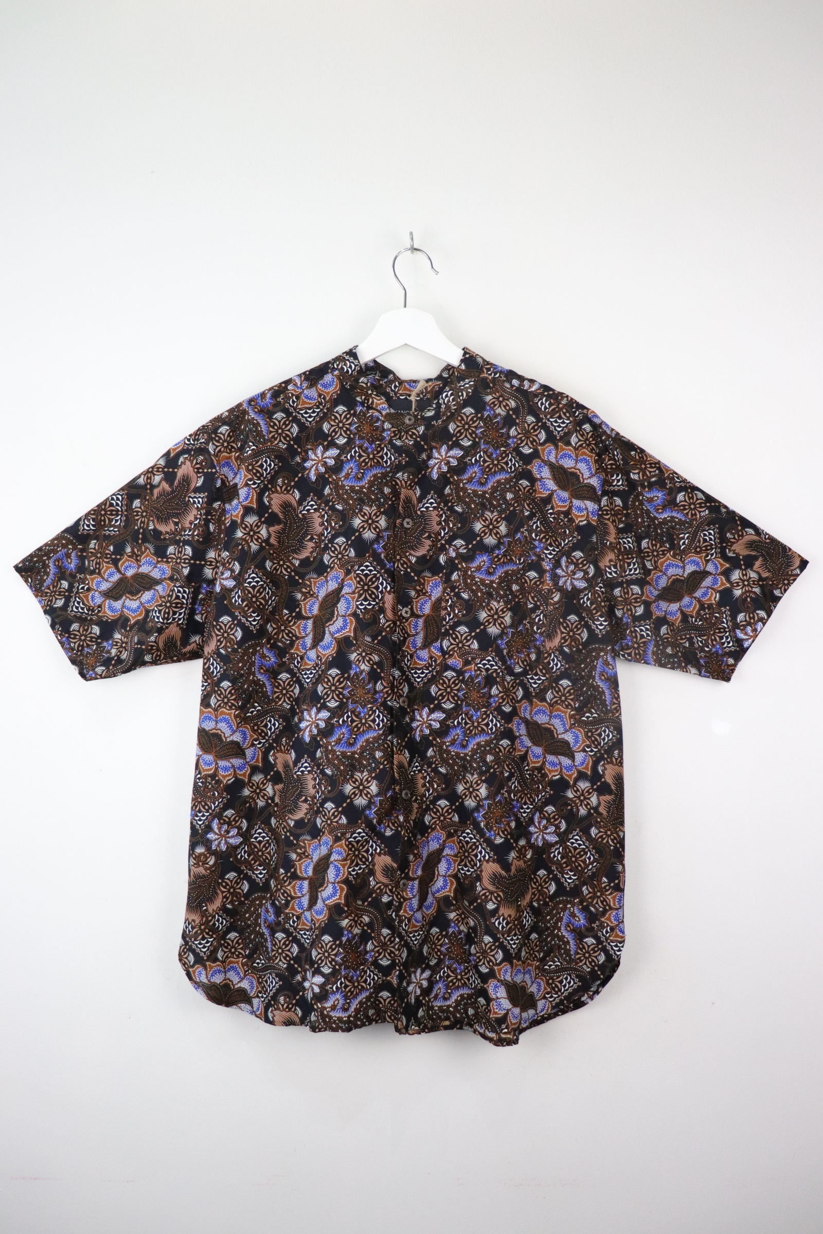 KANOEMEN Stand Collar Batik Shirt - Blue Orchid XL [ New Fit ] 