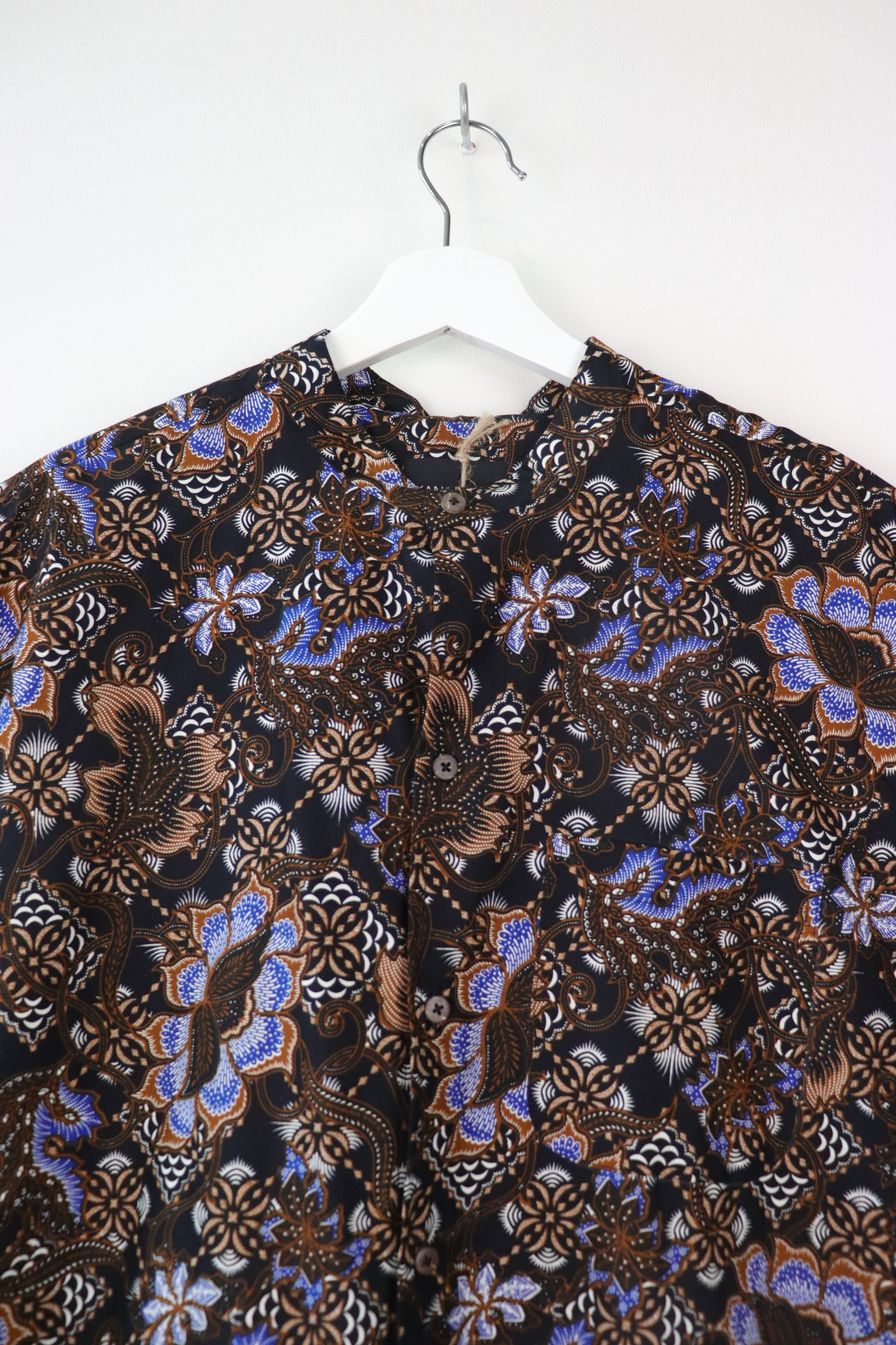 KANOEMEN Stand Collar Batik Shirt - Blue Orchid XL [ New Fit ] 