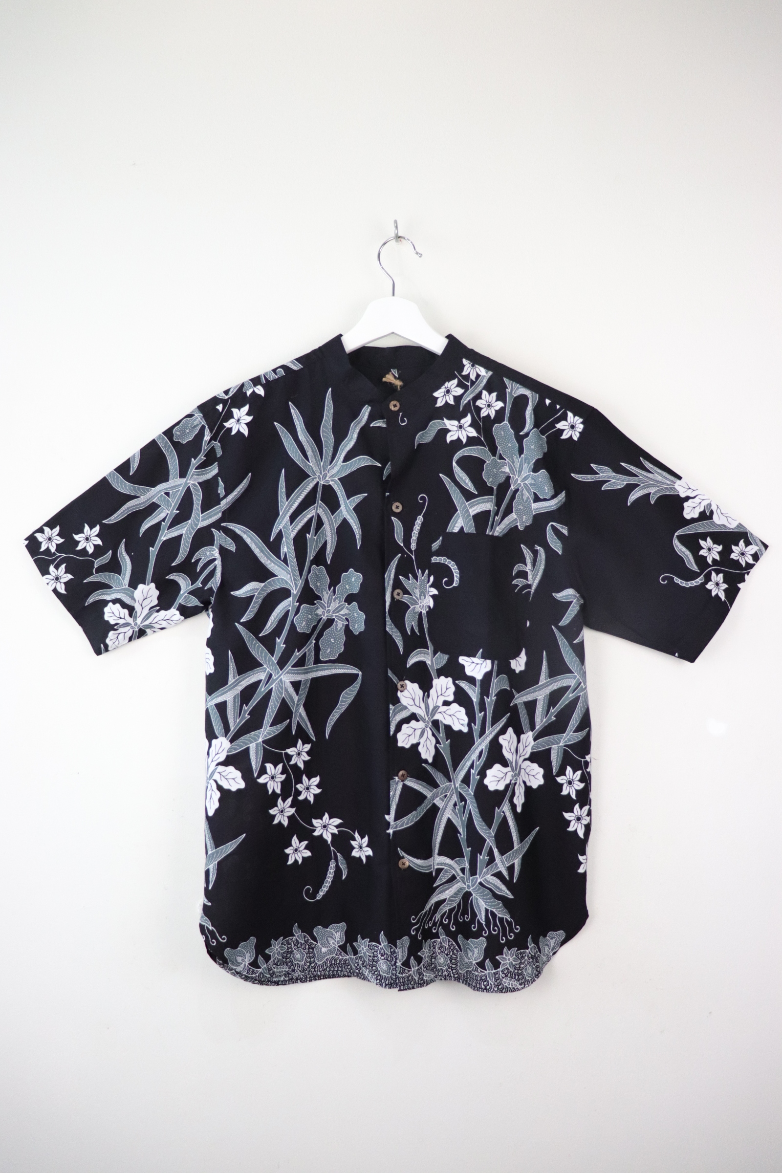 KANOEMEN Stand Collar Batik Shirt - Black Stallion S M [ New Fit ] 