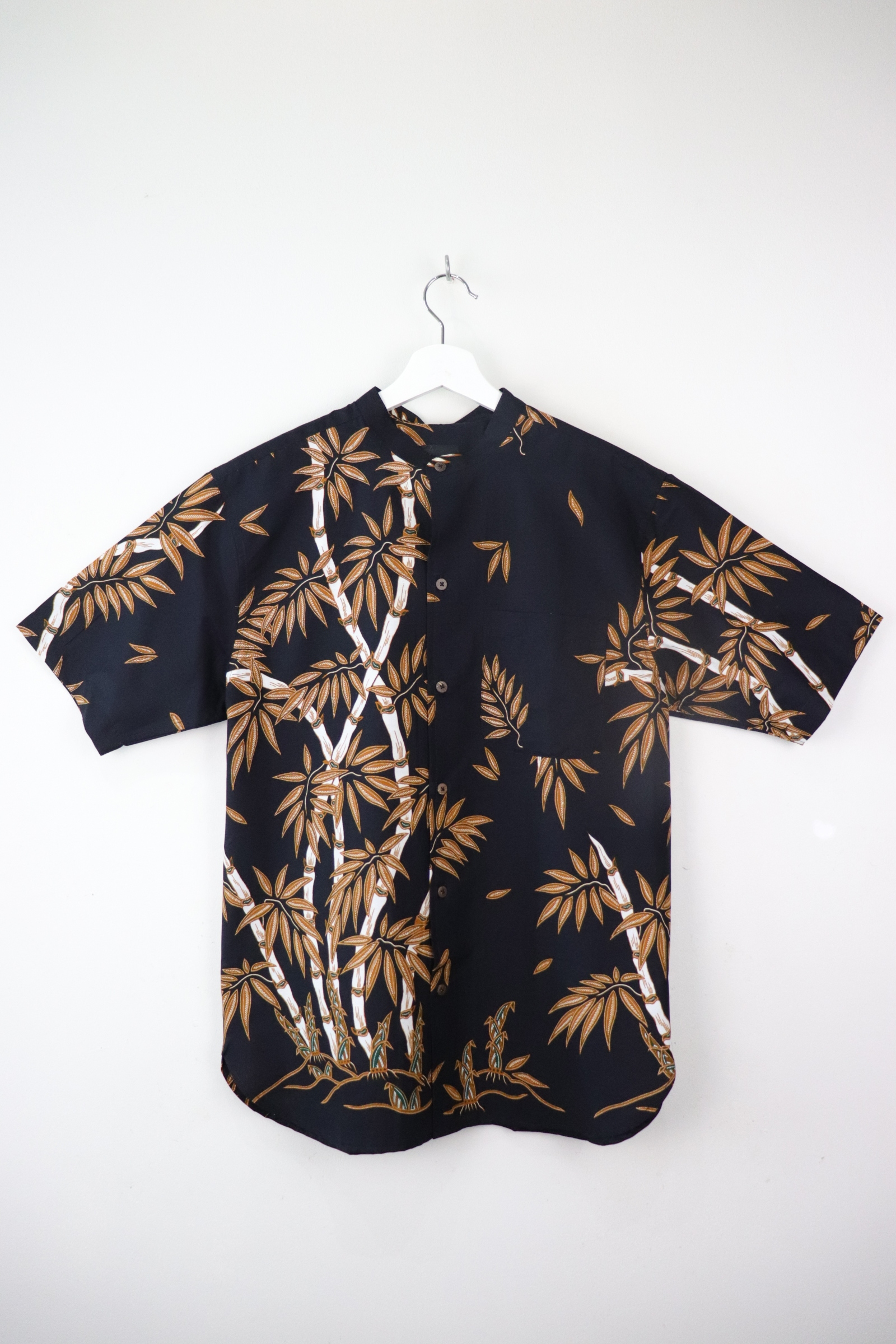 KANOEMEN Stand Collar Batik Shirt - Bamboo Ash [ New Fit ] 