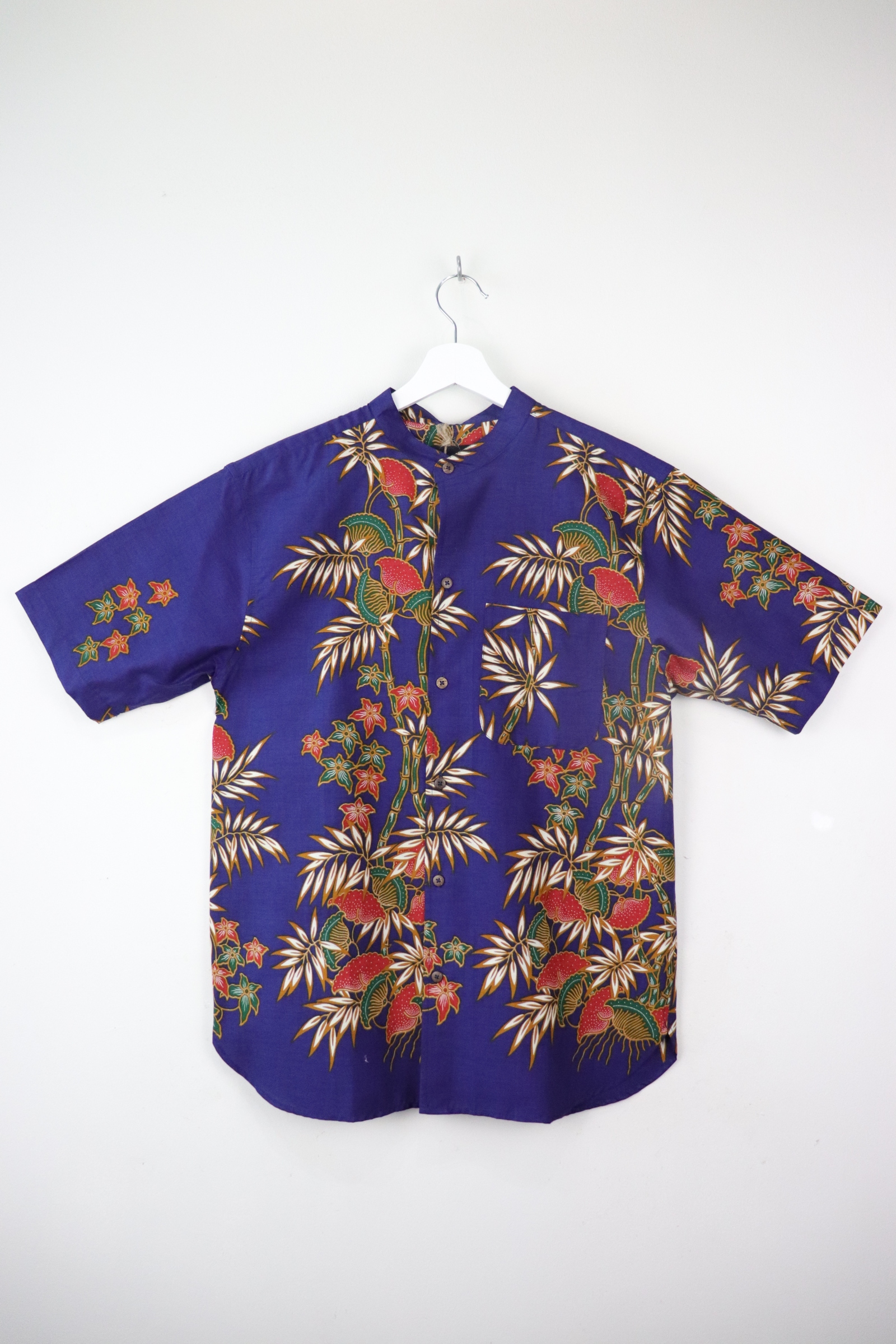 KANOEMEN Stand Collar Batik Shirt - Ranger Navy M [ New Fit ] 